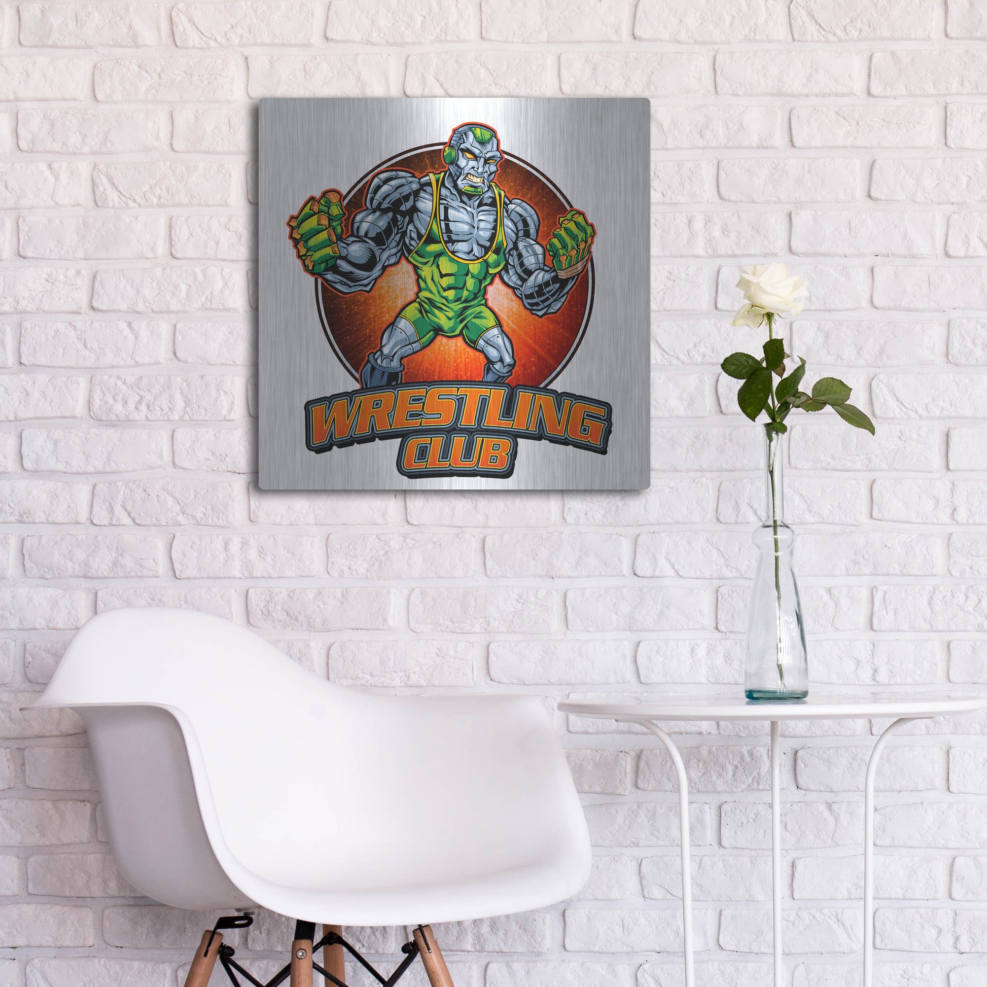Luxe Metal Art 'Robot Mascot' by Flyland Designs, Metal Wall Art,24x24