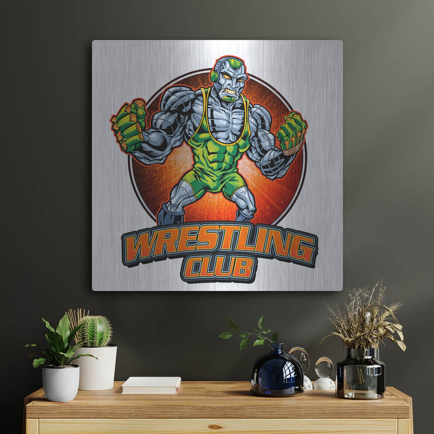 Luxe Metal Art 'Robot Mascot' by Flyland Designs, Metal Wall Art,24x24