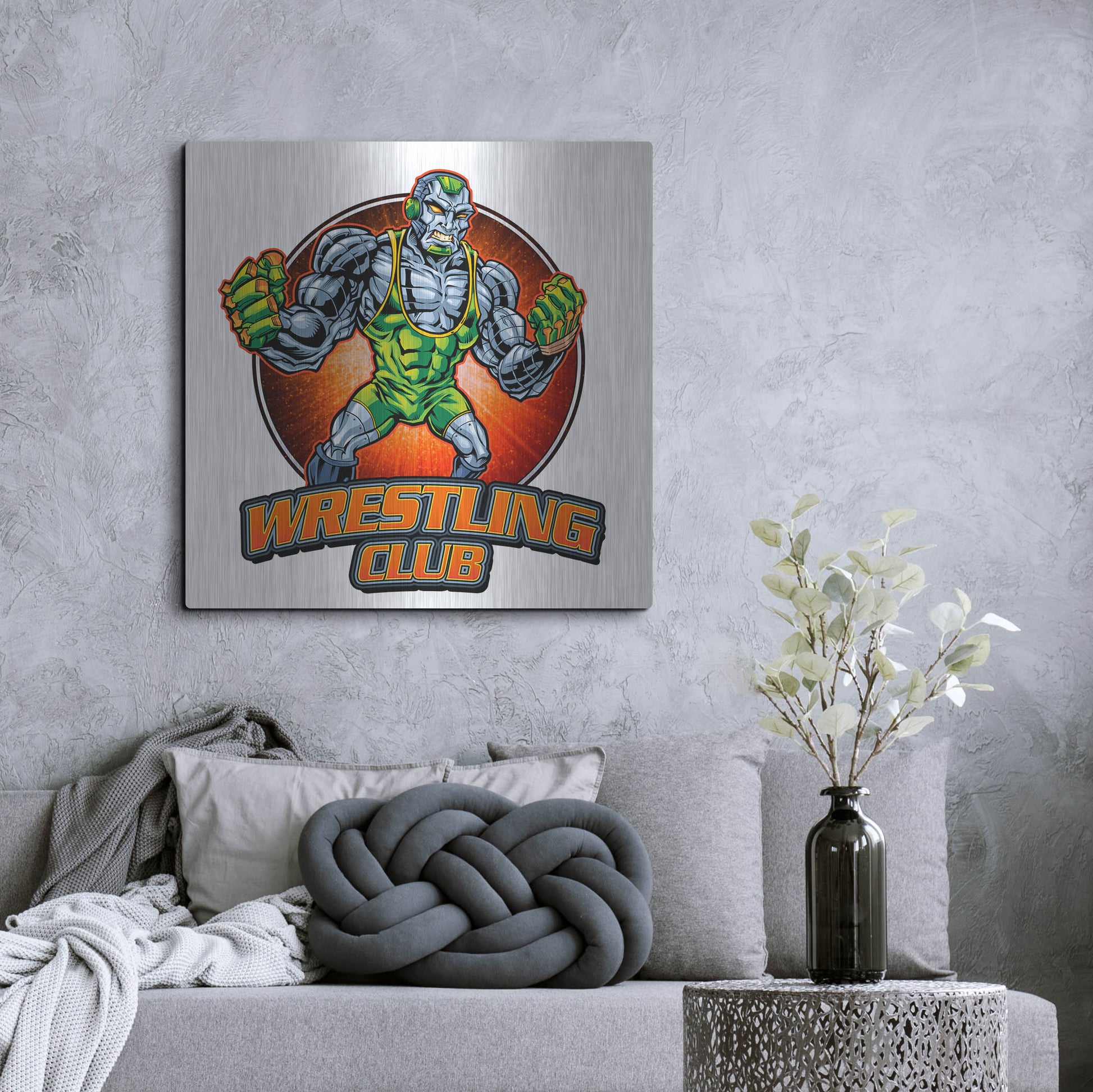 Luxe Metal Art 'Robot Mascot' by Flyland Designs, Metal Wall Art,36x36