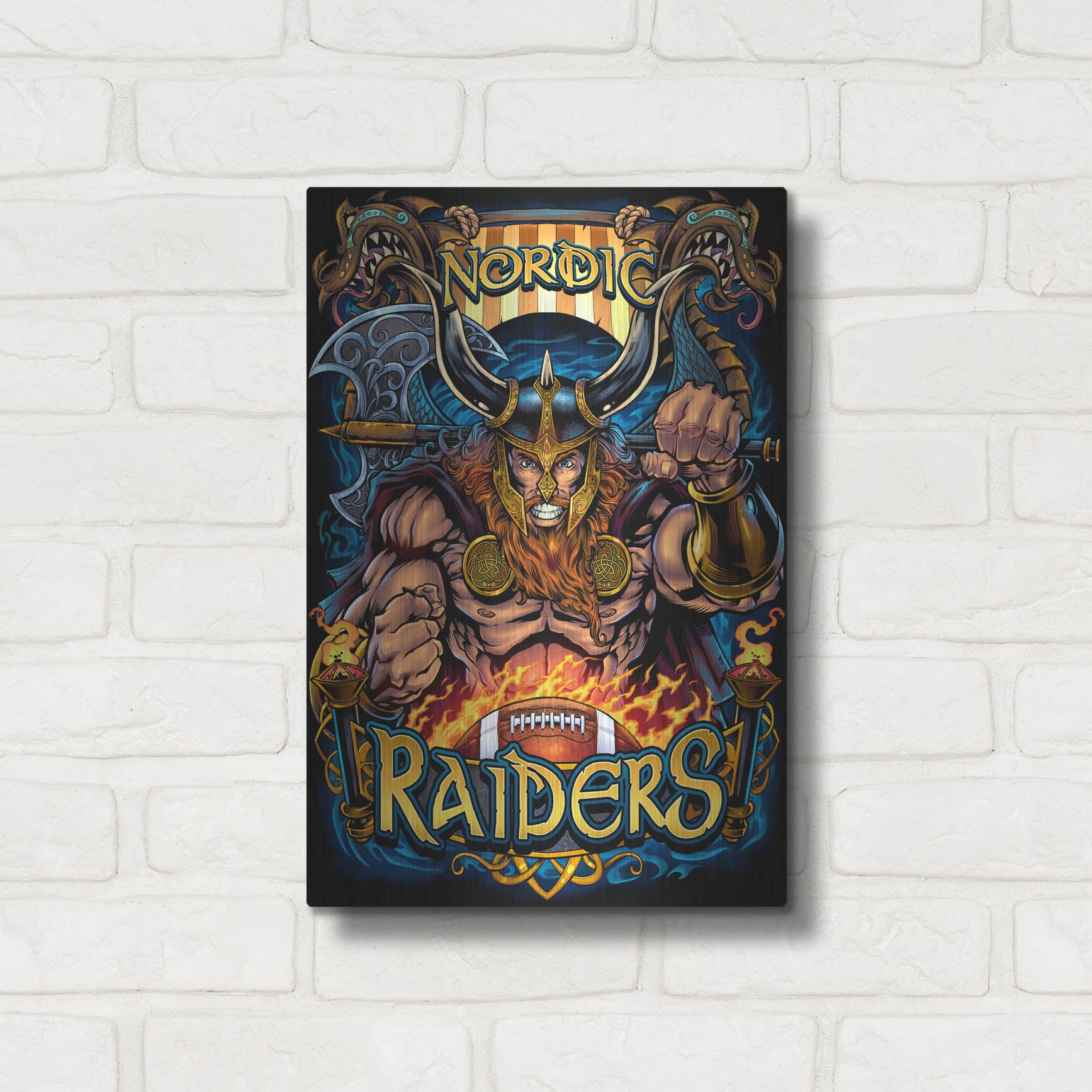 Luxe Metal Art 'Viking Sports Mascot' by Flyland Designs, Metal Wall Art,12x16