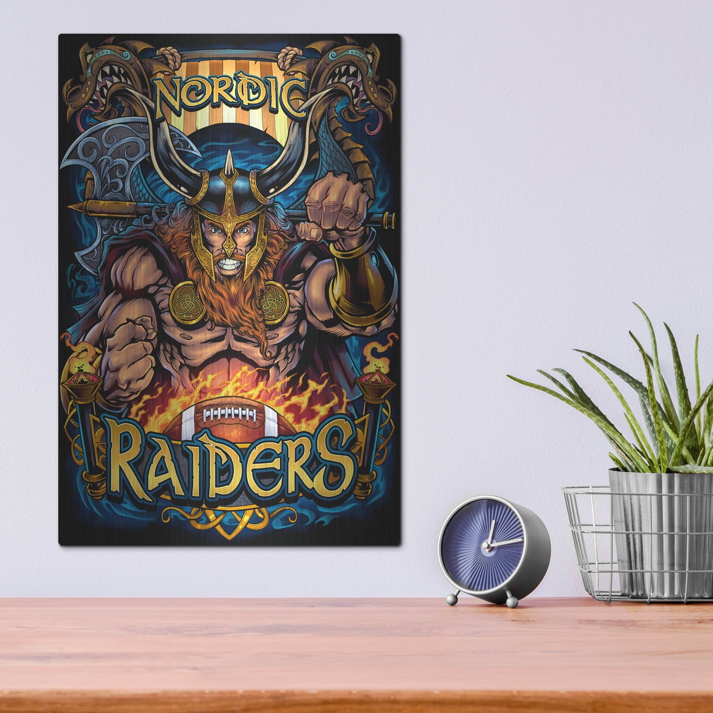 Luxe Metal Art 'Viking Sports Mascot' by Flyland Designs, Metal Wall Art,12x16