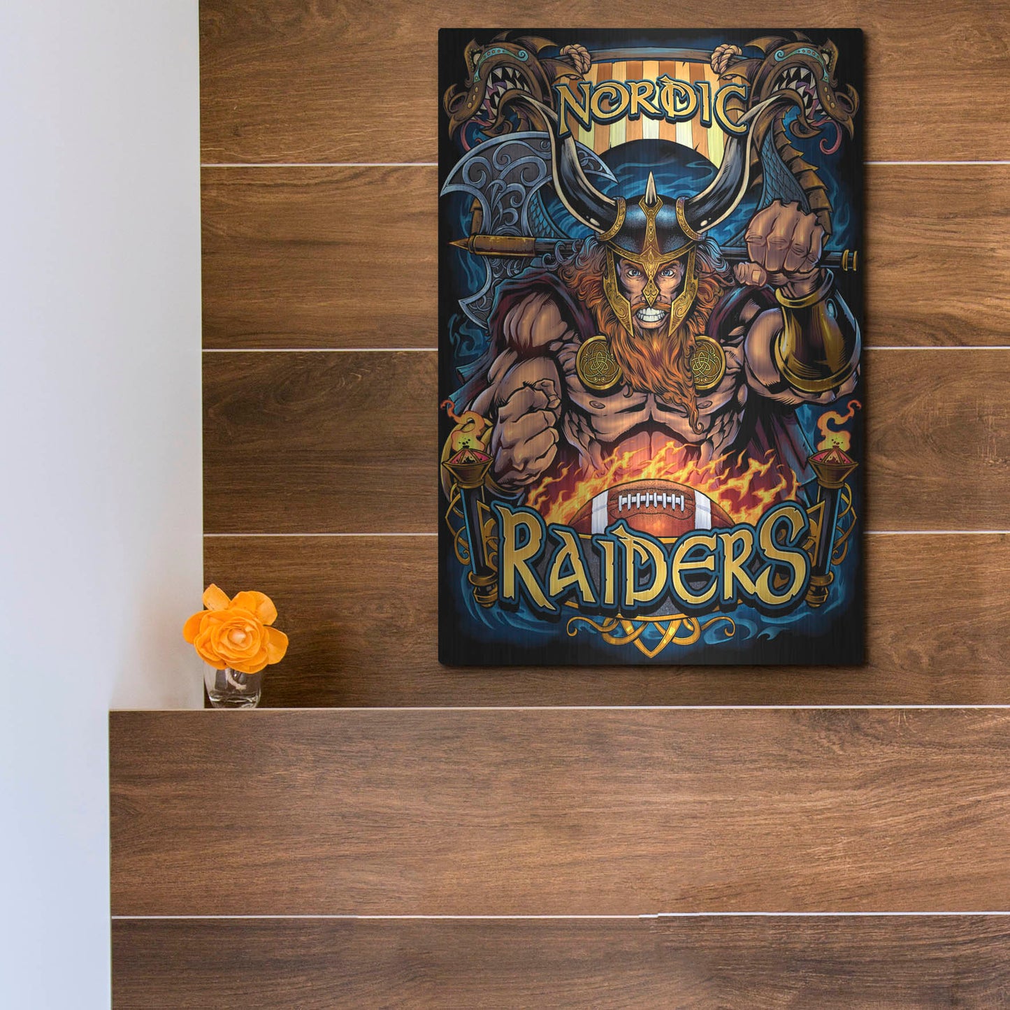 Luxe Metal Art 'Viking Sports Mascot' by Flyland Designs, Metal Wall Art,12x16