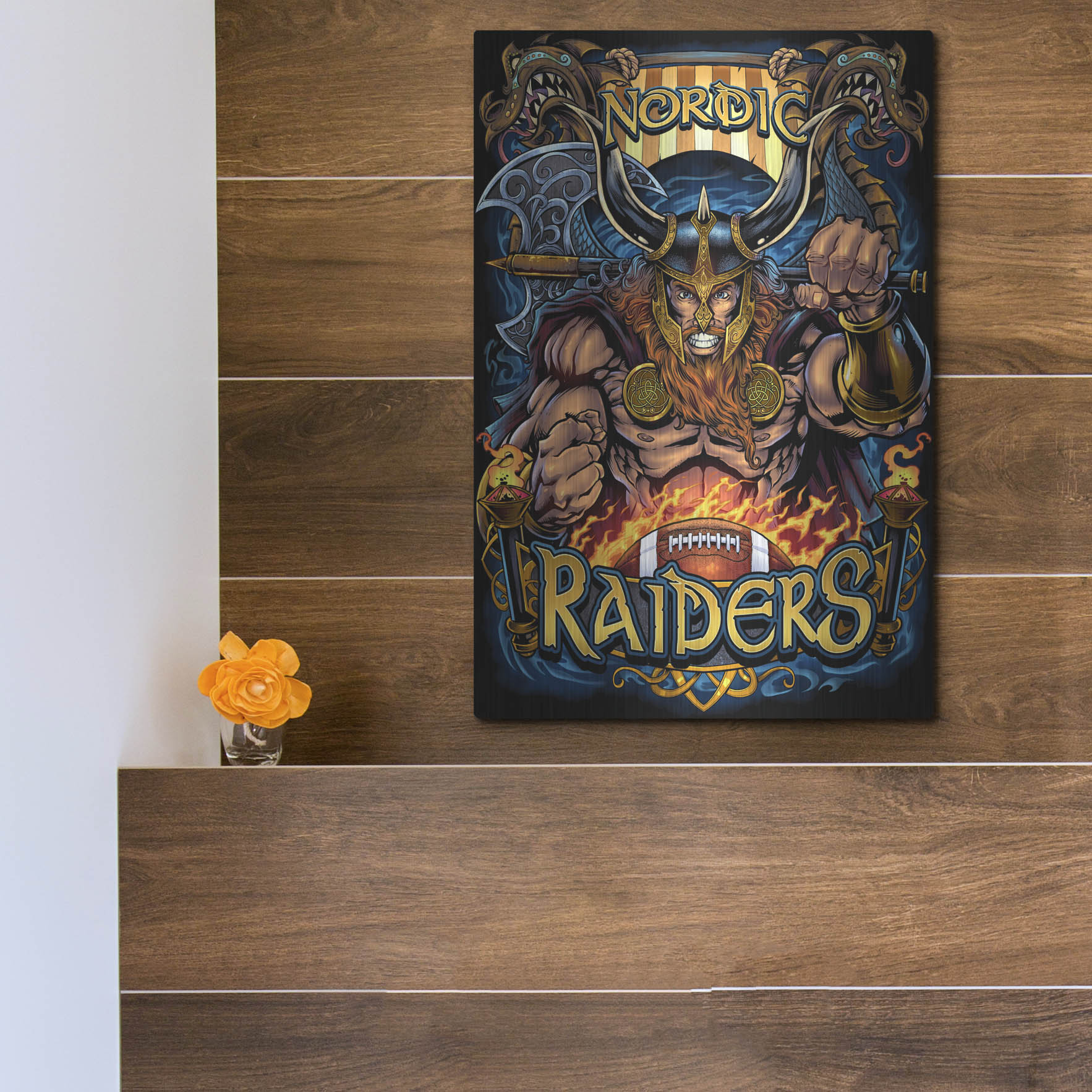 Luxe Metal Art 'Viking Sports Mascot' by Flyland Designs, Metal Wall Art,12x16