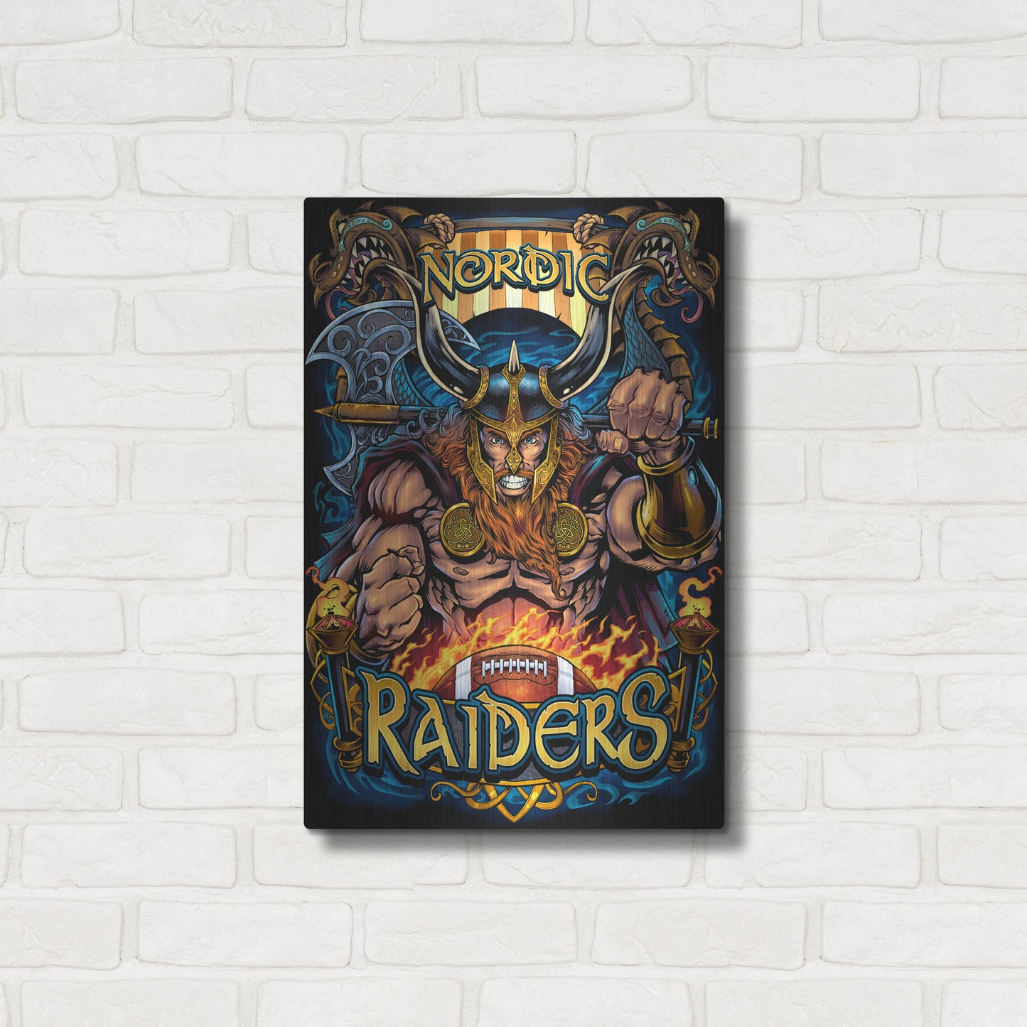 Luxe Metal Art 'Viking Sports Mascot' by Flyland Designs, Metal Wall Art,16x24