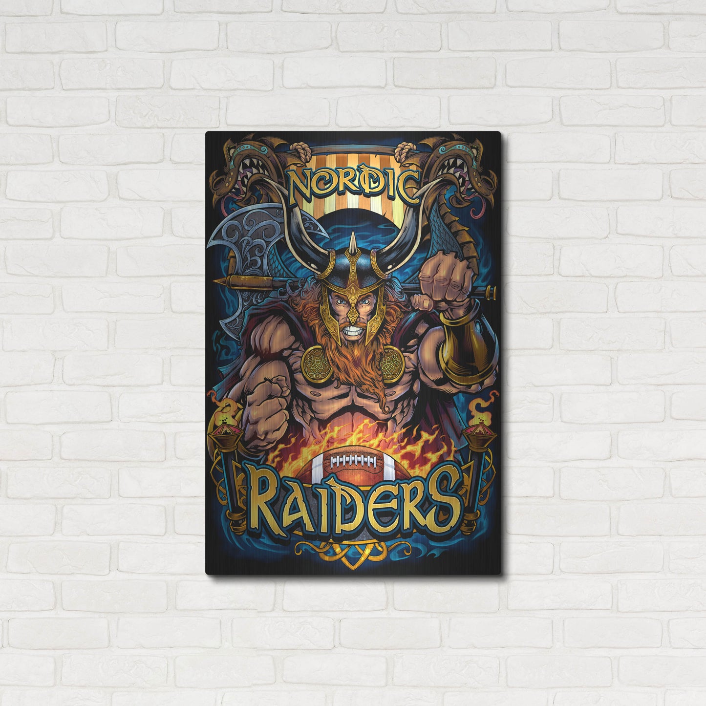 Luxe Metal Art 'Viking Sports Mascot' by Flyland Designs, Metal Wall Art,24x36