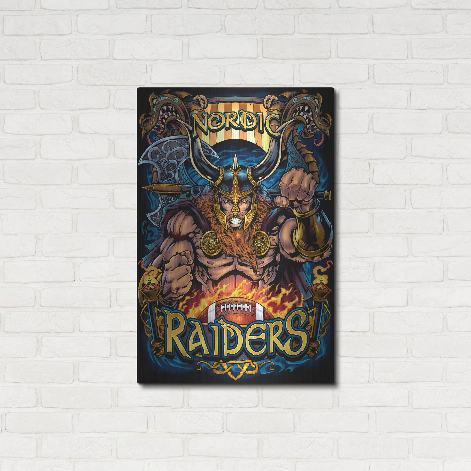 Luxe Metal Art 'Viking Sports Mascot' by Flyland Designs, Metal Wall Art,24x36