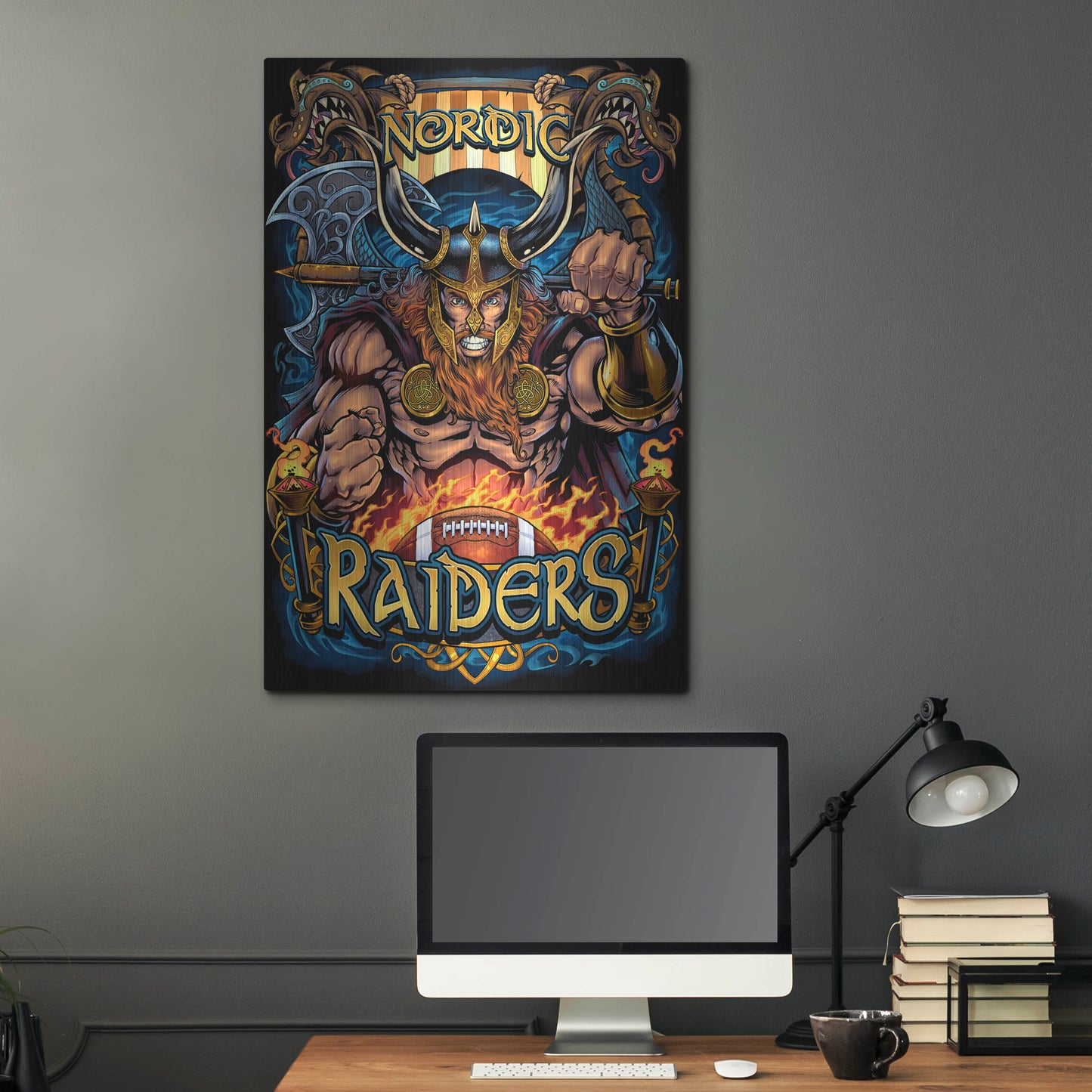 Luxe Metal Art 'Viking Sports Mascot' by Flyland Designs, Metal Wall Art,24x36