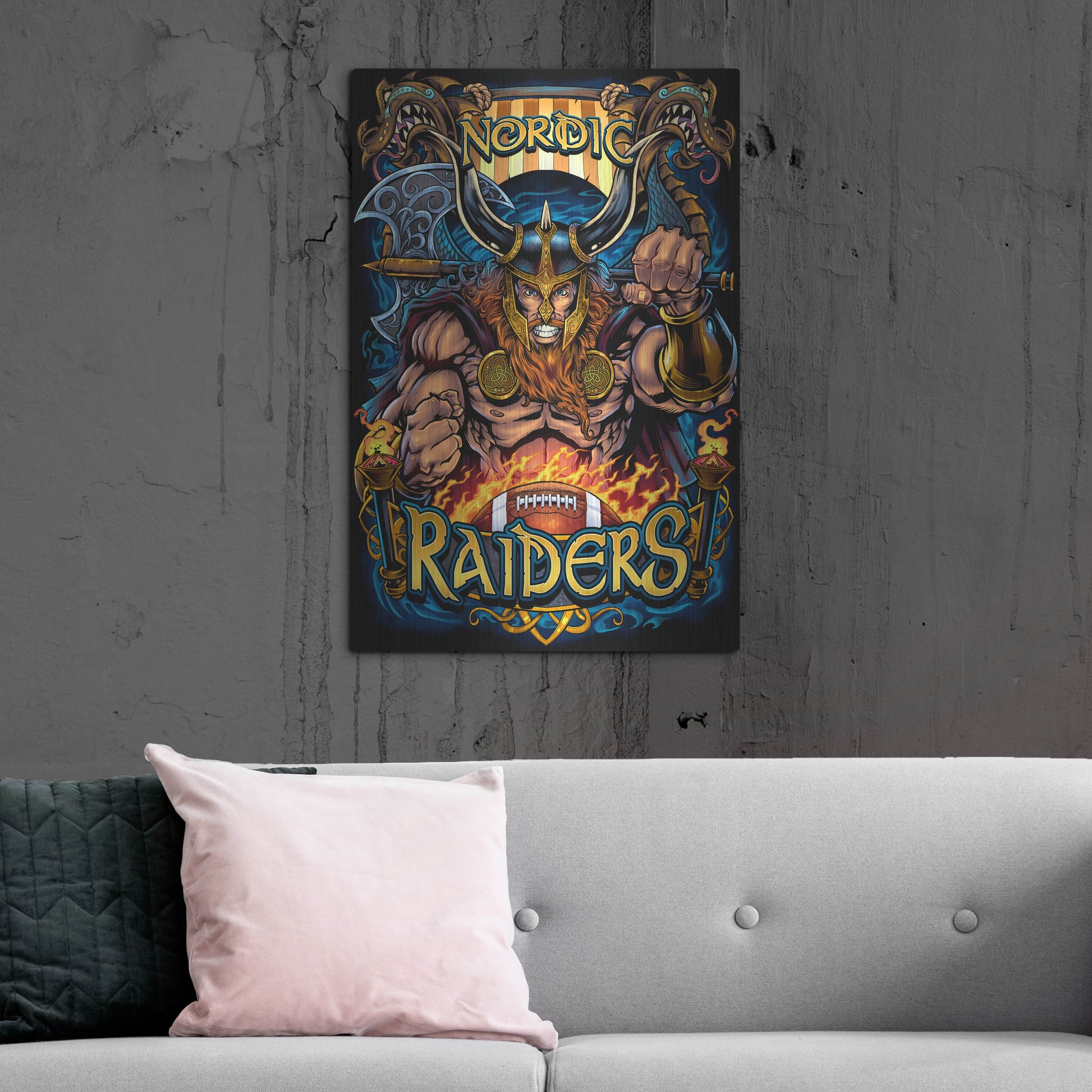 Luxe Metal Art 'Viking Sports Mascot' by Flyland Designs, Metal Wall Art,24x36