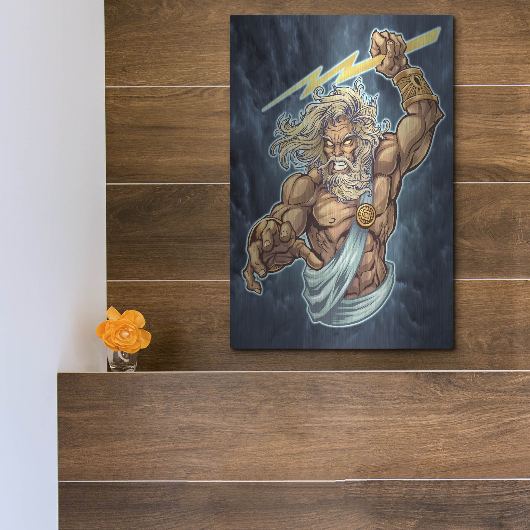 Luxe Metal Art 'Zeus Full Color' by Flyland Designs, Metal Wall Art,12x16