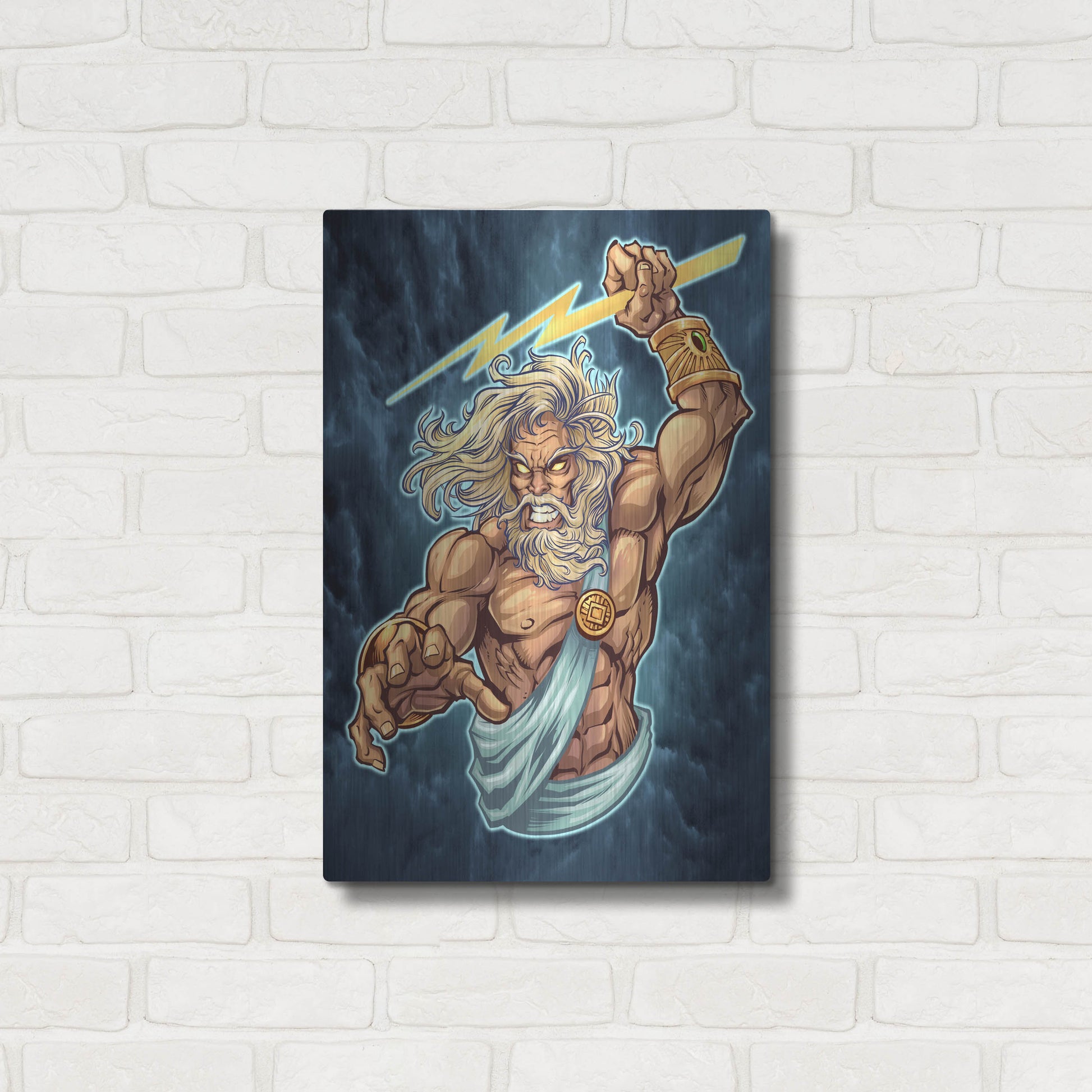 Luxe Metal Art 'Zeus Full Color' by Flyland Designs, Metal Wall Art,16x24