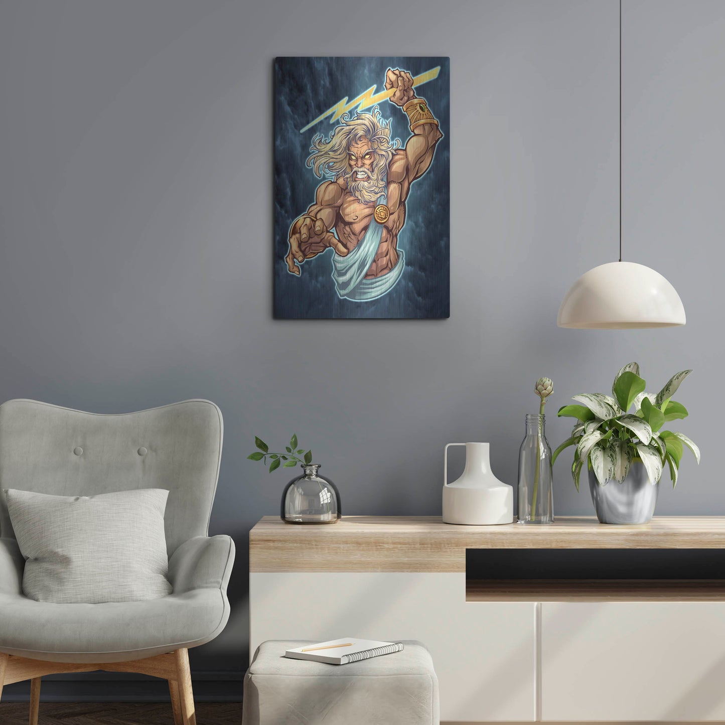 Luxe Metal Art 'Zeus Full Color' by Flyland Designs, Metal Wall Art,16x24