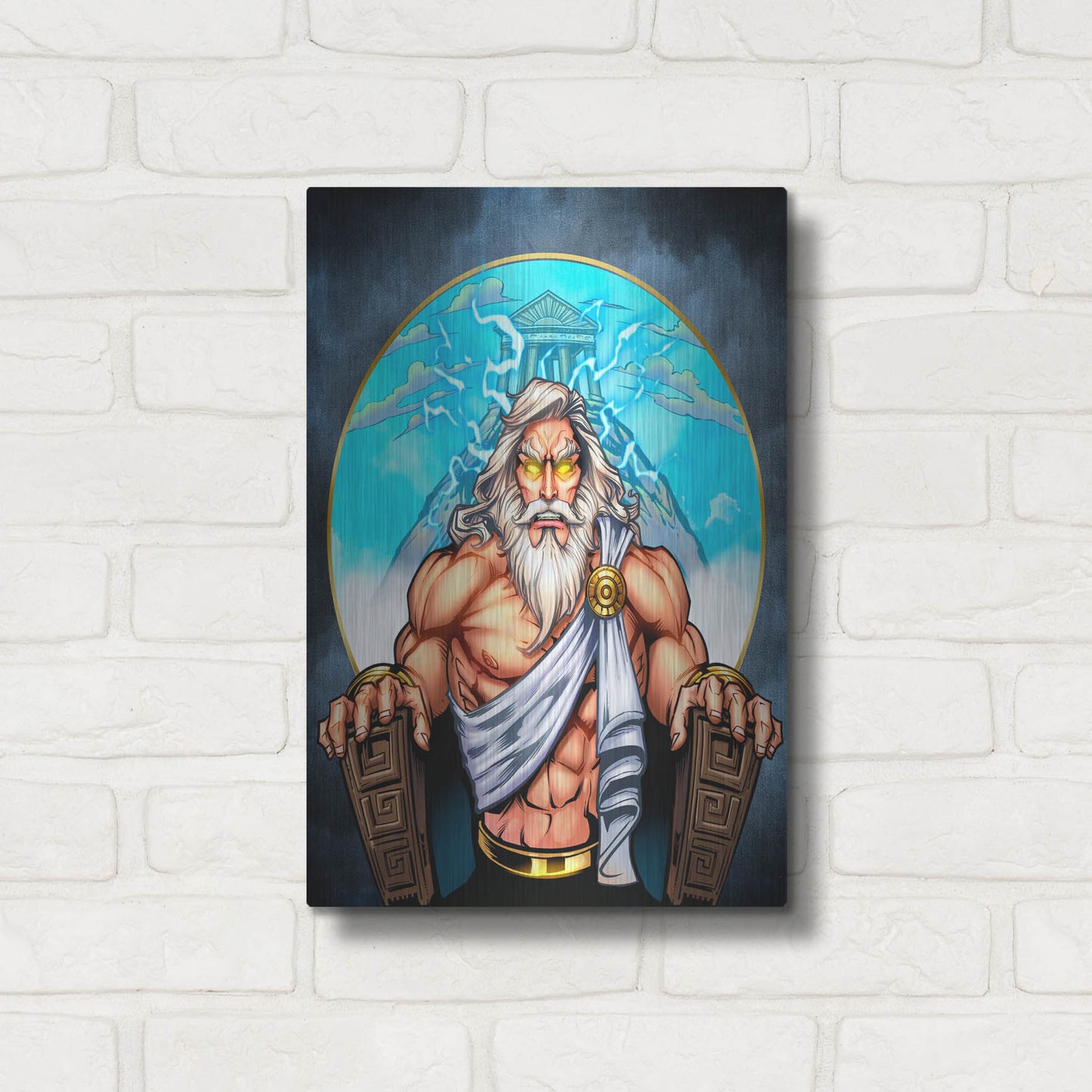 Luxe Metal Art 'Zeus On Throne' by Flyland Designs, Metal Wall Art,12x16