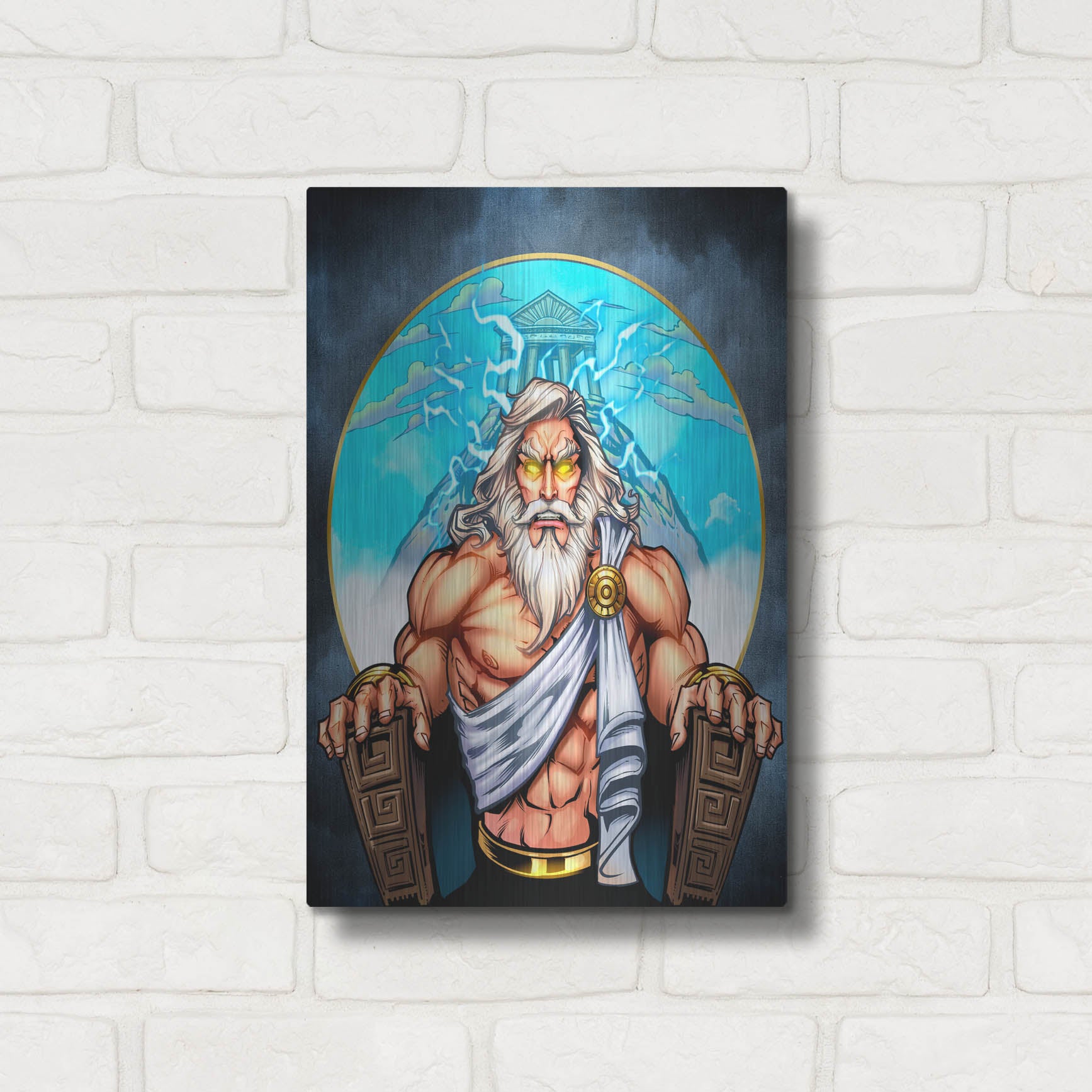 Luxe Metal Art 'Zeus On Throne' by Flyland Designs, Metal Wall Art,12x16