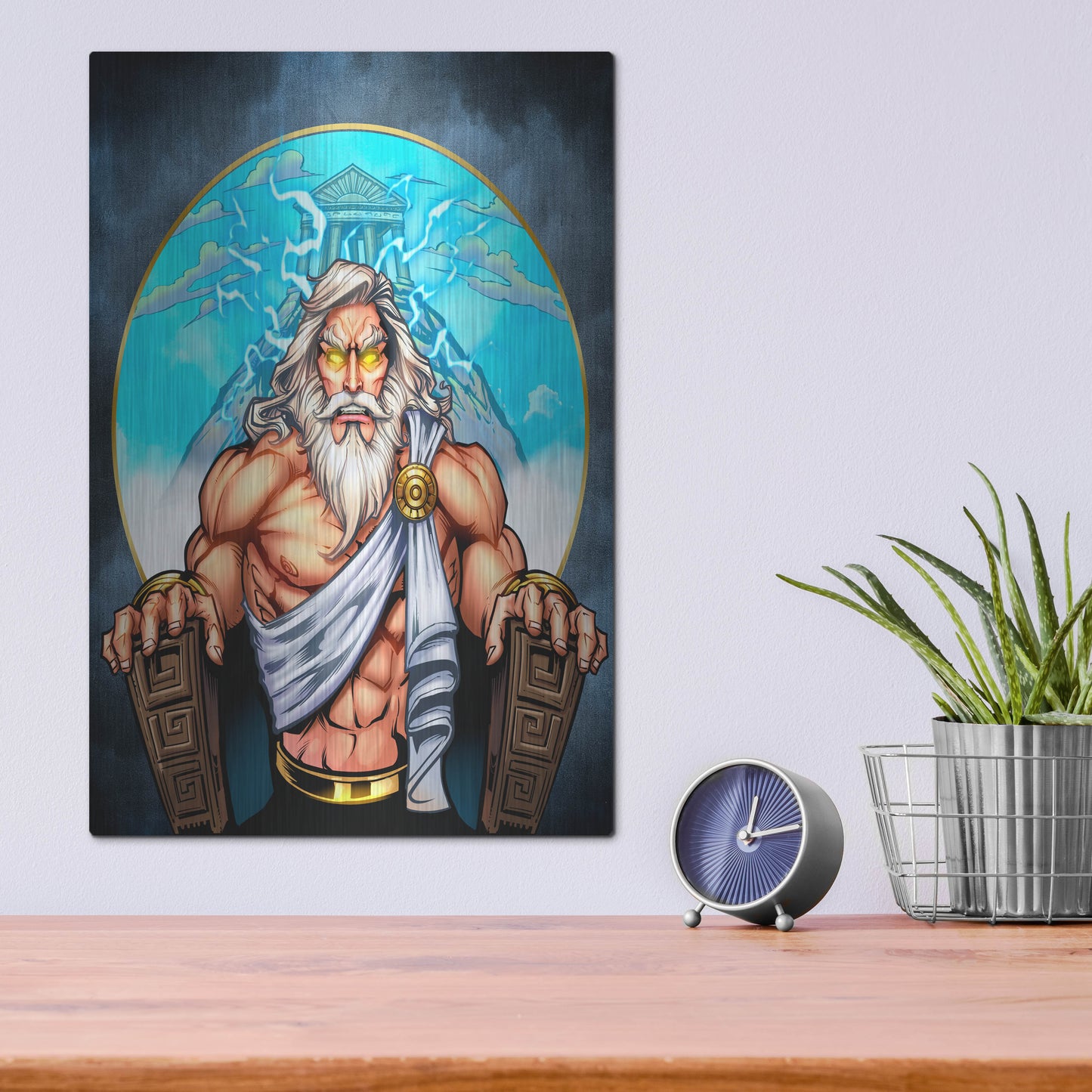 Luxe Metal Art 'Zeus On Throne' by Flyland Designs, Metal Wall Art,12x16