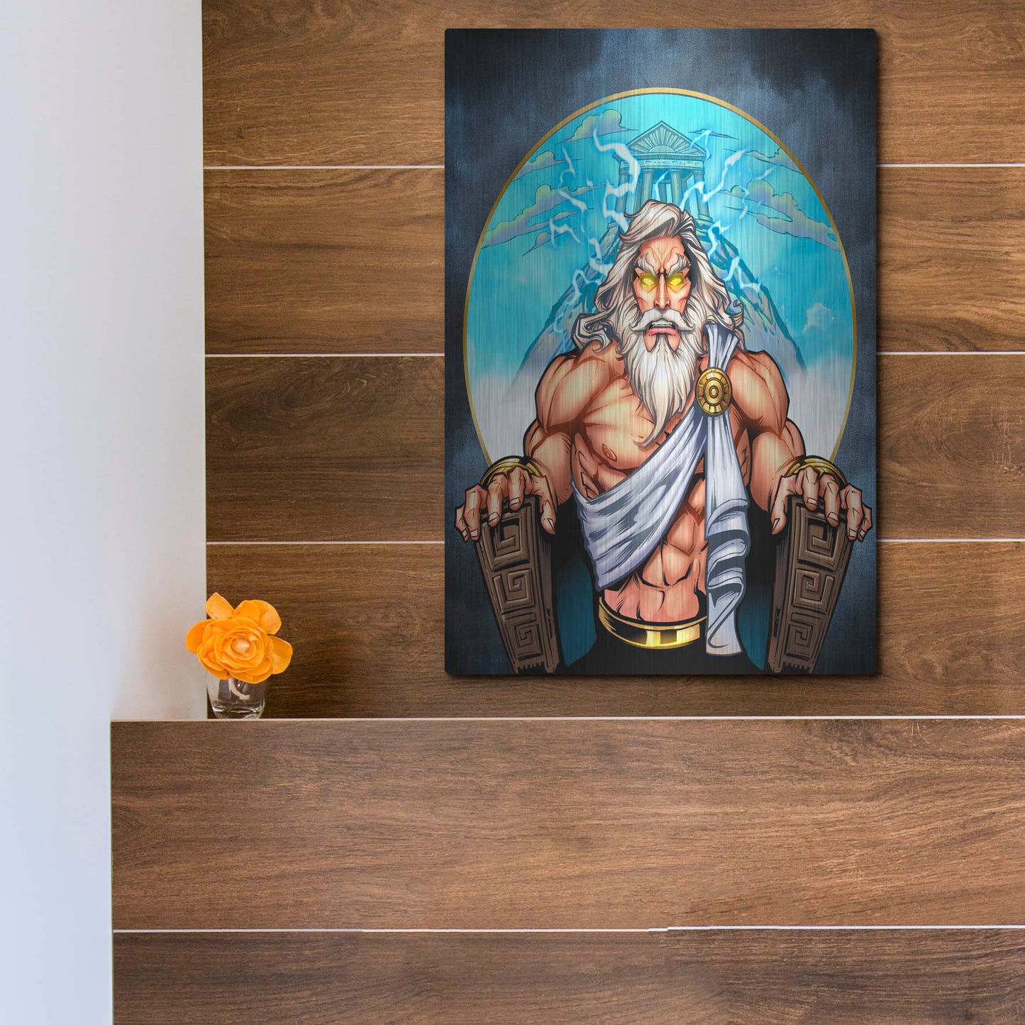 Luxe Metal Art 'Zeus On Throne' by Flyland Designs, Metal Wall Art,12x16