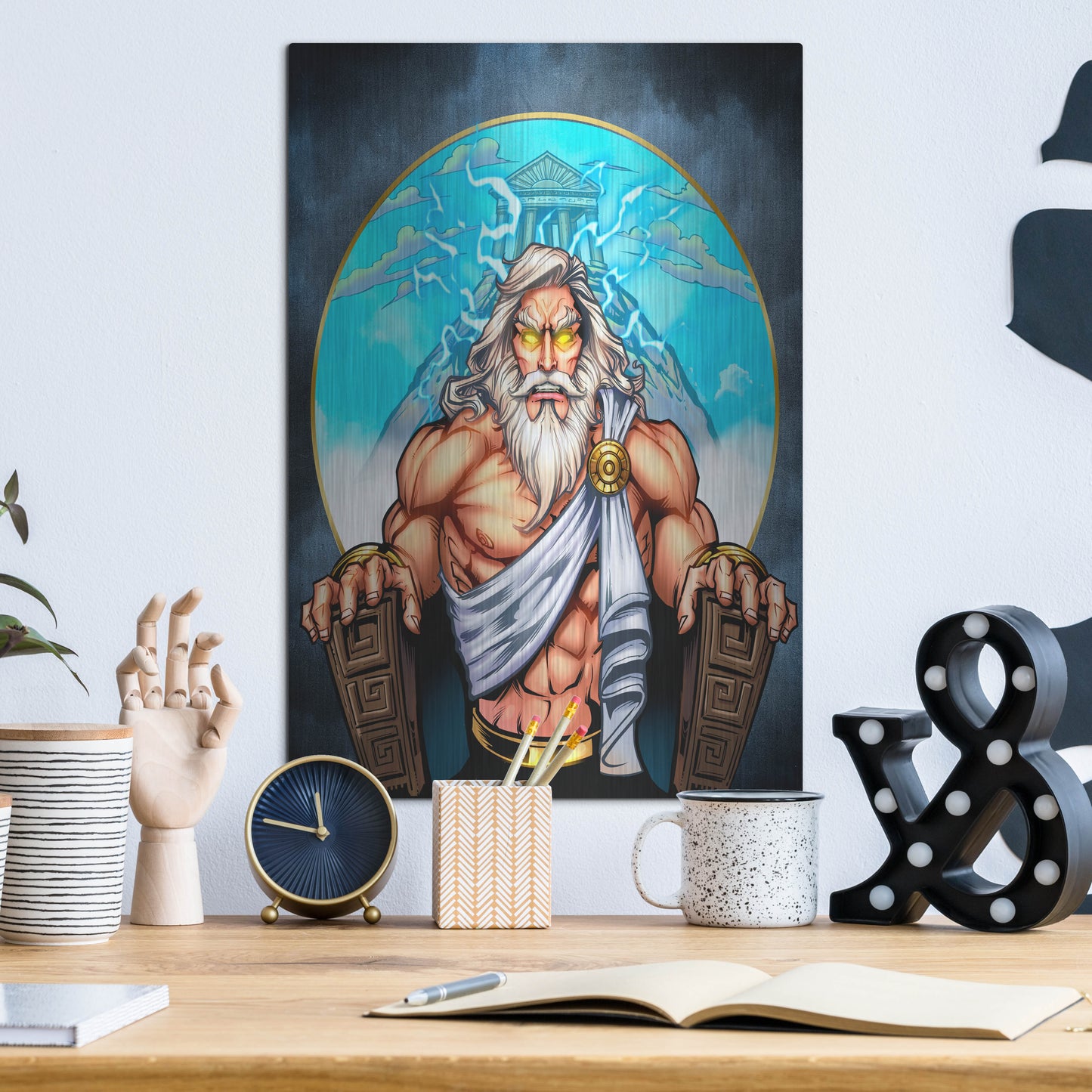 Luxe Metal Art 'Zeus On Throne' by Flyland Designs, Metal Wall Art,12x16