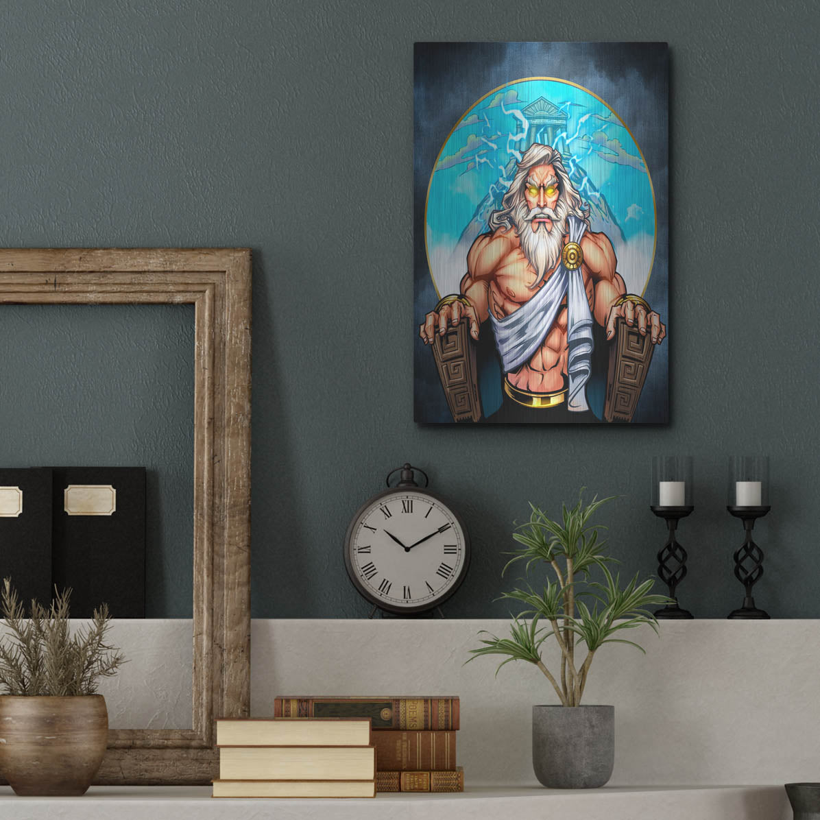 Luxe Metal Art 'Zeus On Throne' by Flyland Designs, Metal Wall Art,12x16