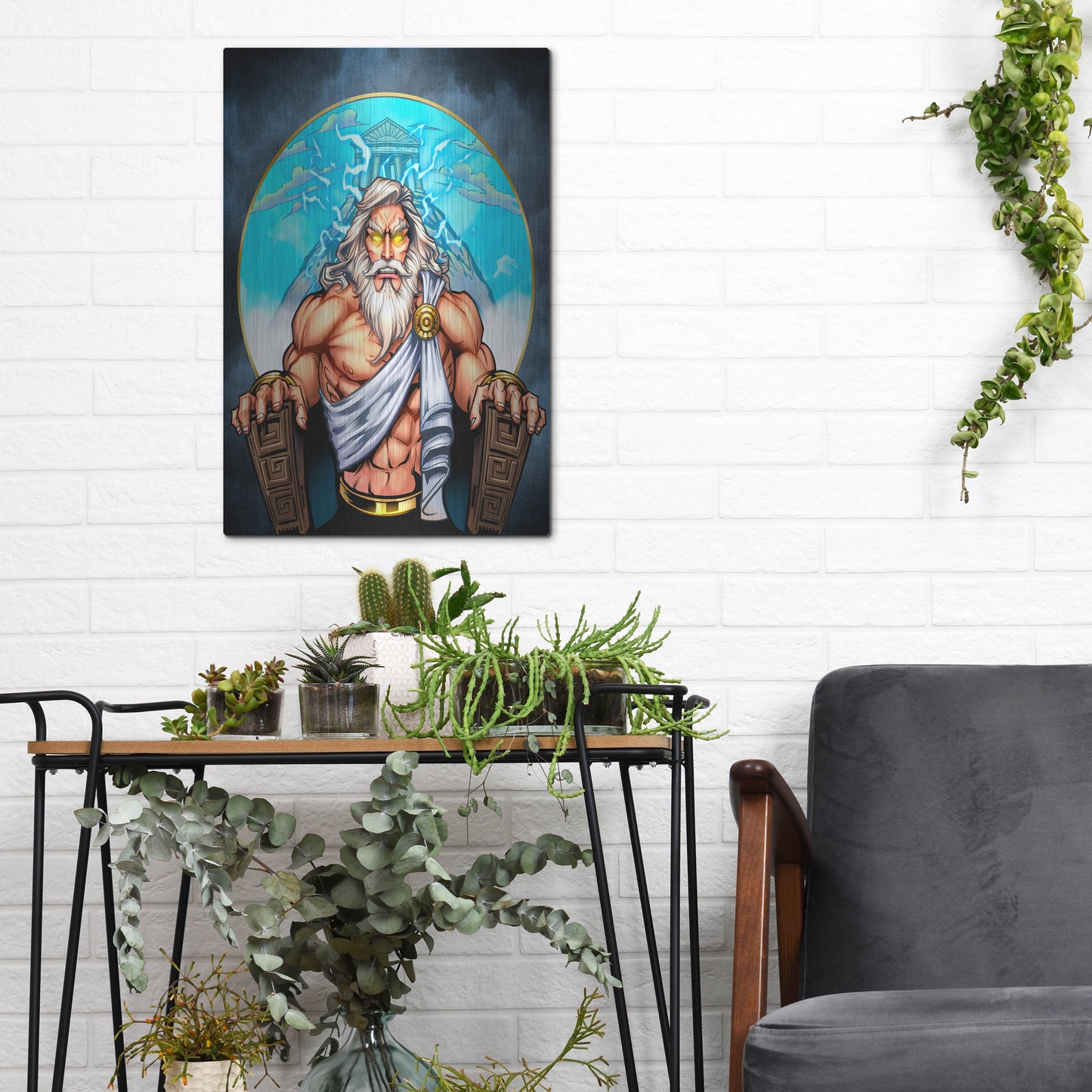 Luxe Metal Art 'Zeus On Throne' by Flyland Designs, Metal Wall Art,12x16