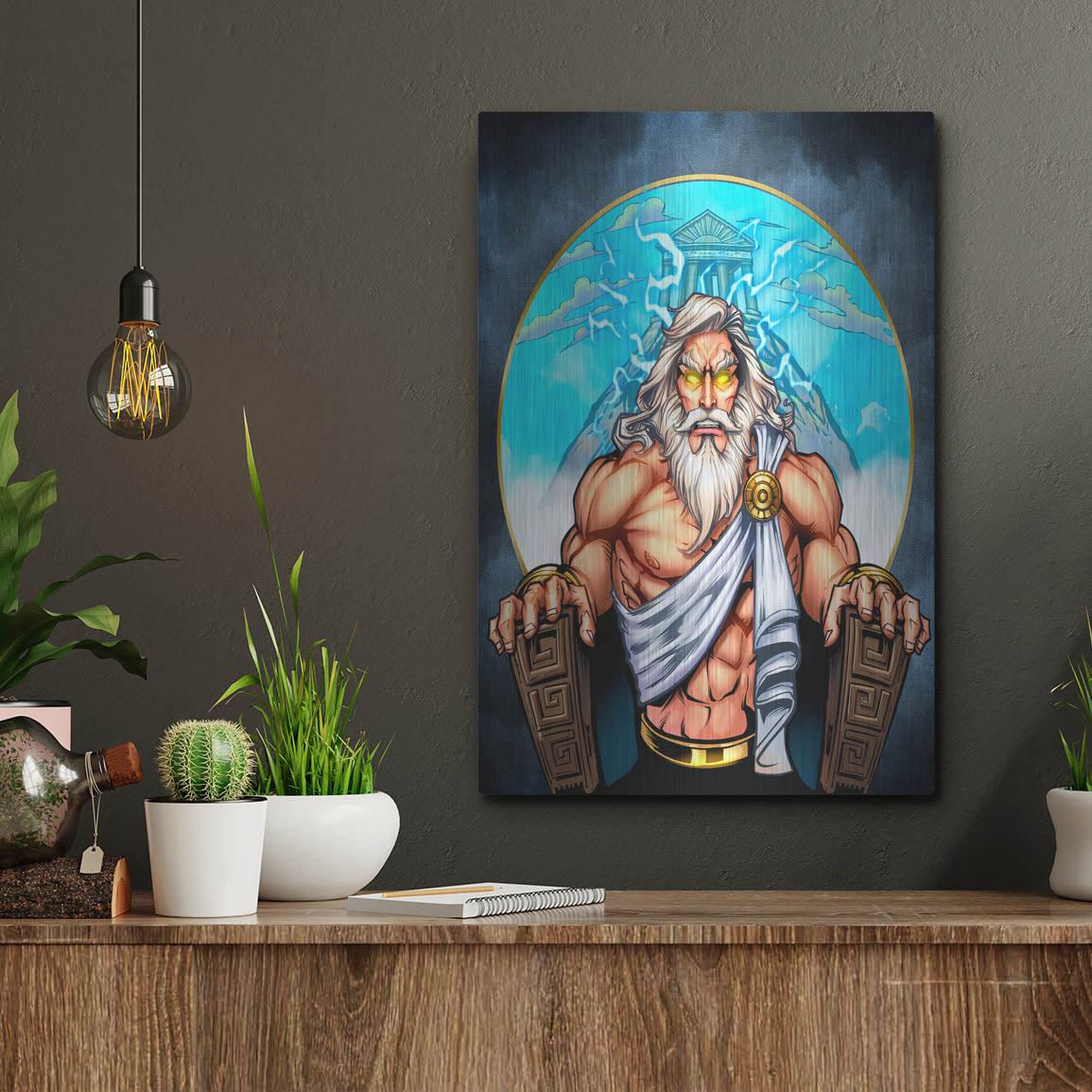 Luxe Metal Art 'Zeus On Throne' by Flyland Designs, Metal Wall Art,12x16