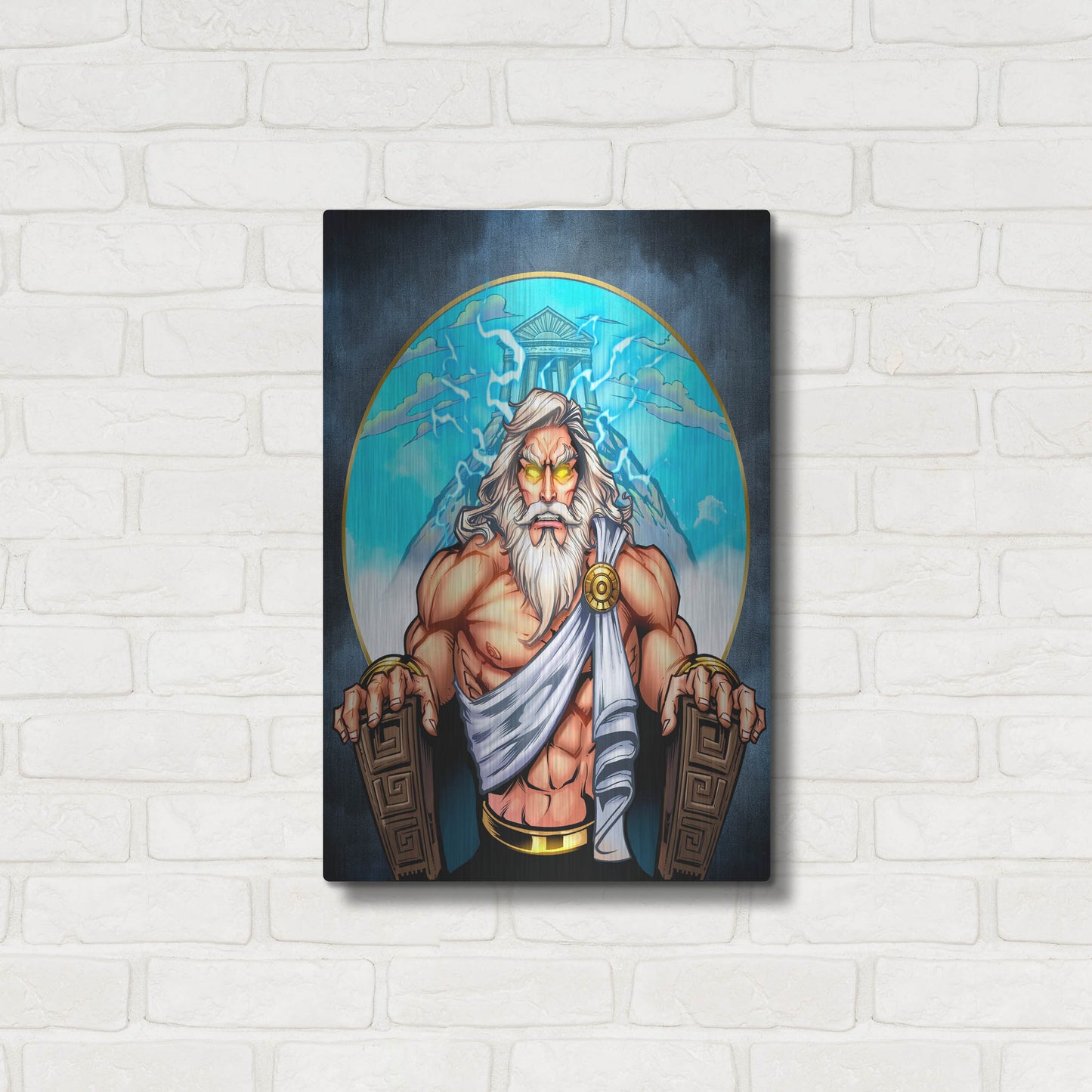 Luxe Metal Art 'Zeus On Throne' by Flyland Designs, Metal Wall Art,16x24