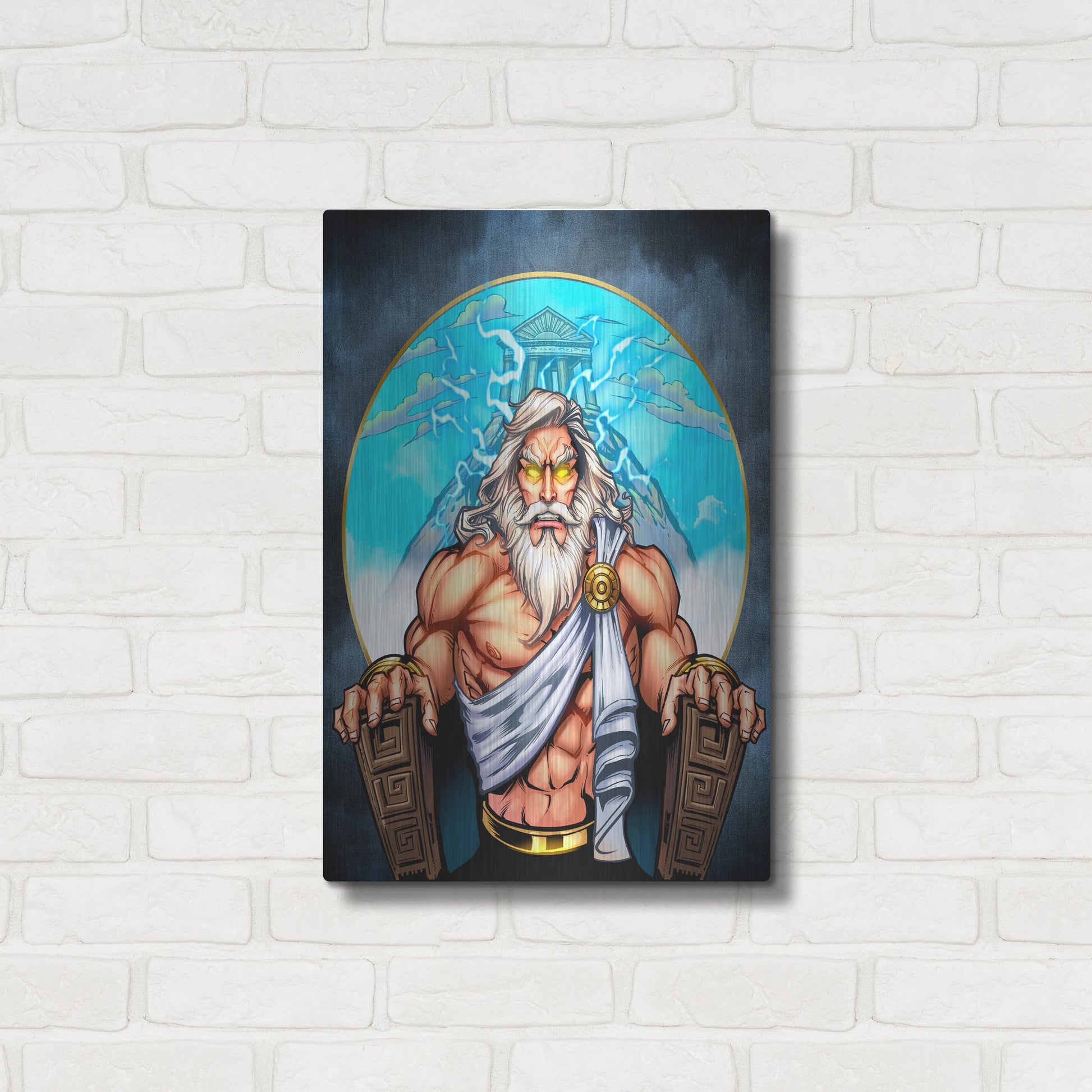 Luxe Metal Art 'Zeus On Throne' by Flyland Designs, Metal Wall Art,16x24