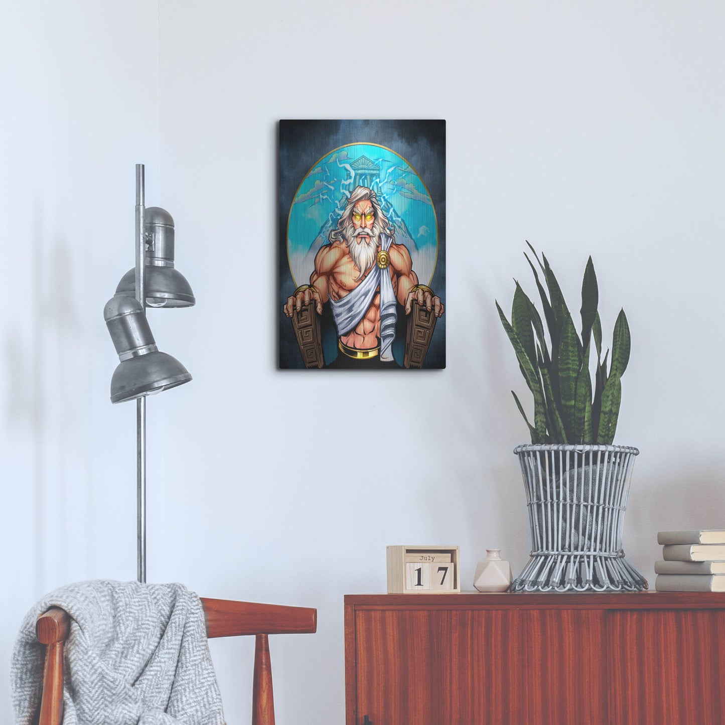 Luxe Metal Art 'Zeus On Throne' by Flyland Designs, Metal Wall Art,16x24