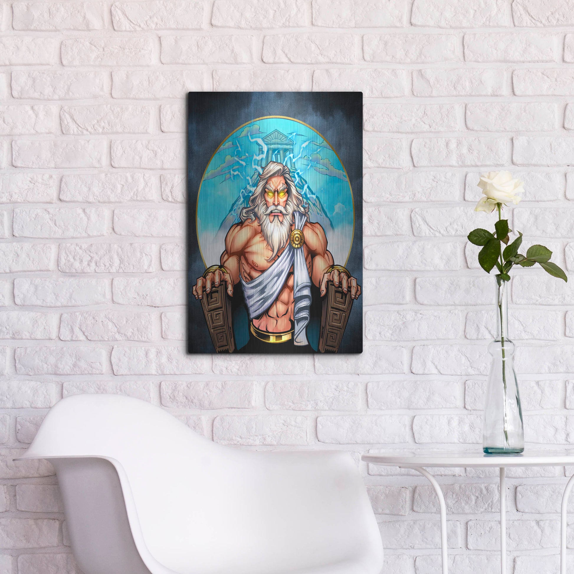 Luxe Metal Art 'Zeus On Throne' by Flyland Designs, Metal Wall Art,16x24