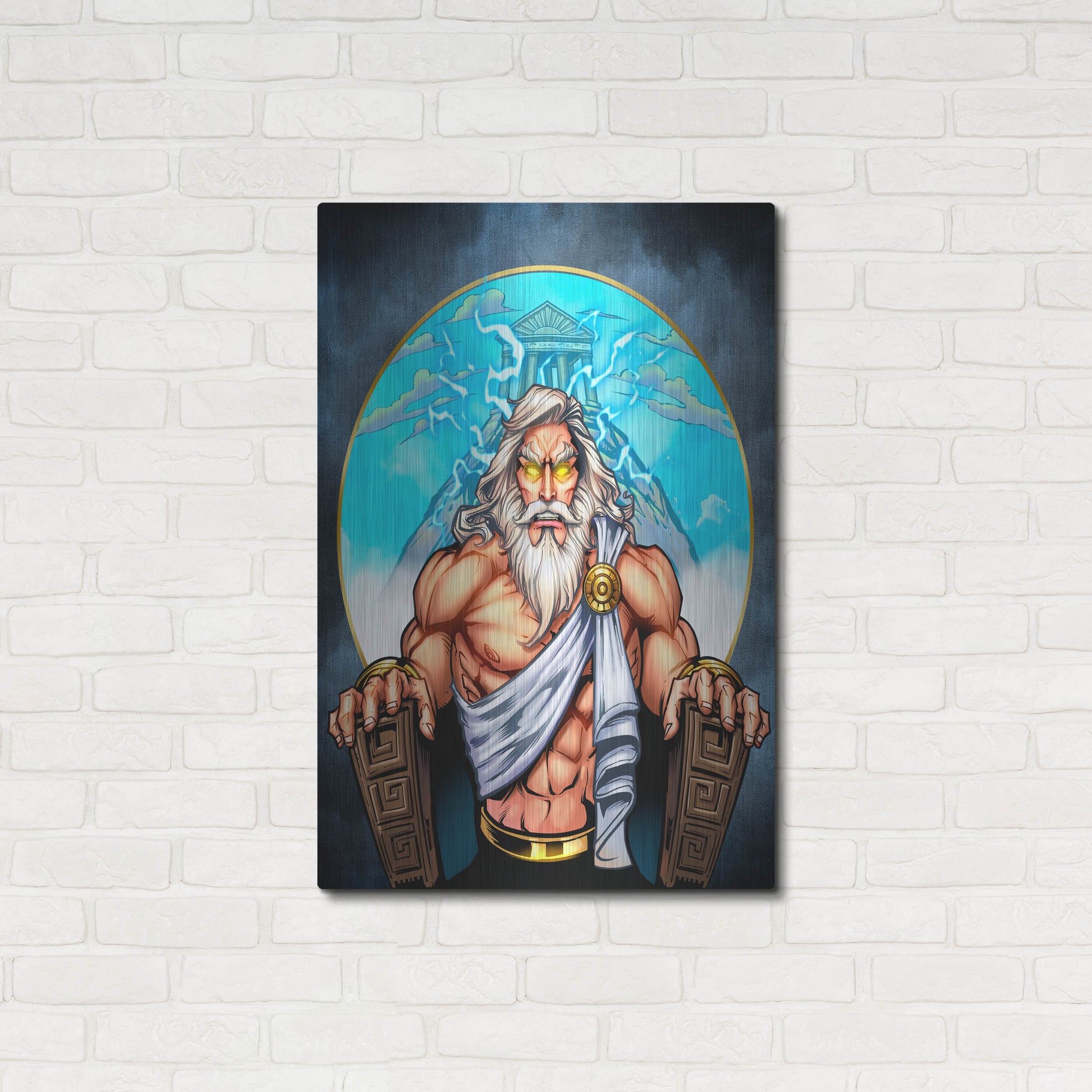 Luxe Metal Art 'Zeus On Throne' by Flyland Designs, Metal Wall Art,24x36