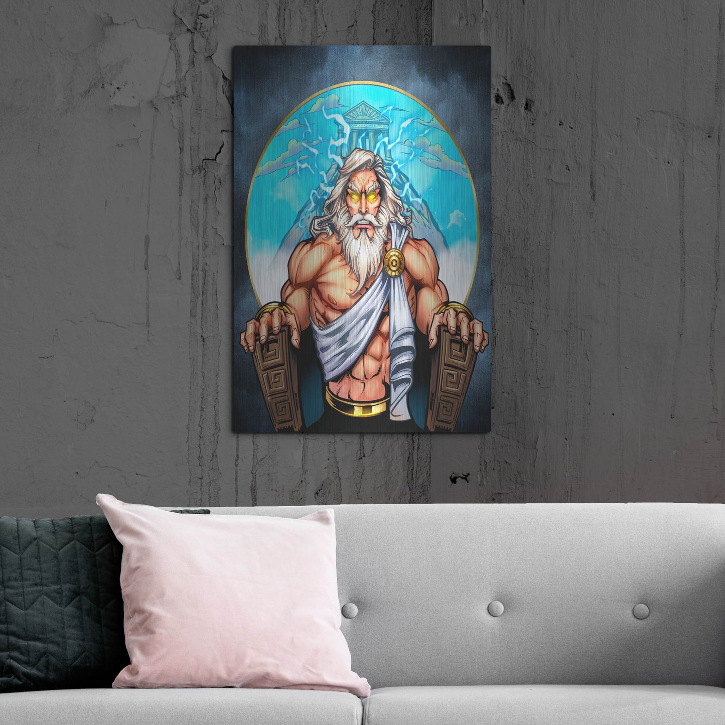 Luxe Metal Art 'Zeus On Throne' by Flyland Designs, Metal Wall Art,24x36