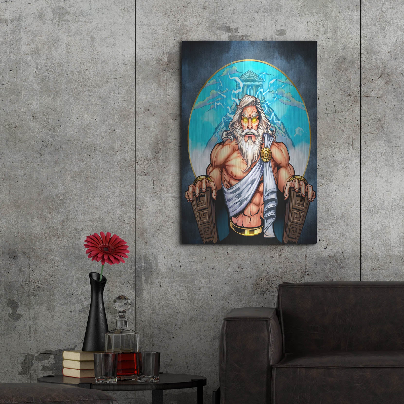 Luxe Metal Art 'Zeus On Throne' by Flyland Designs, Metal Wall Art,24x36