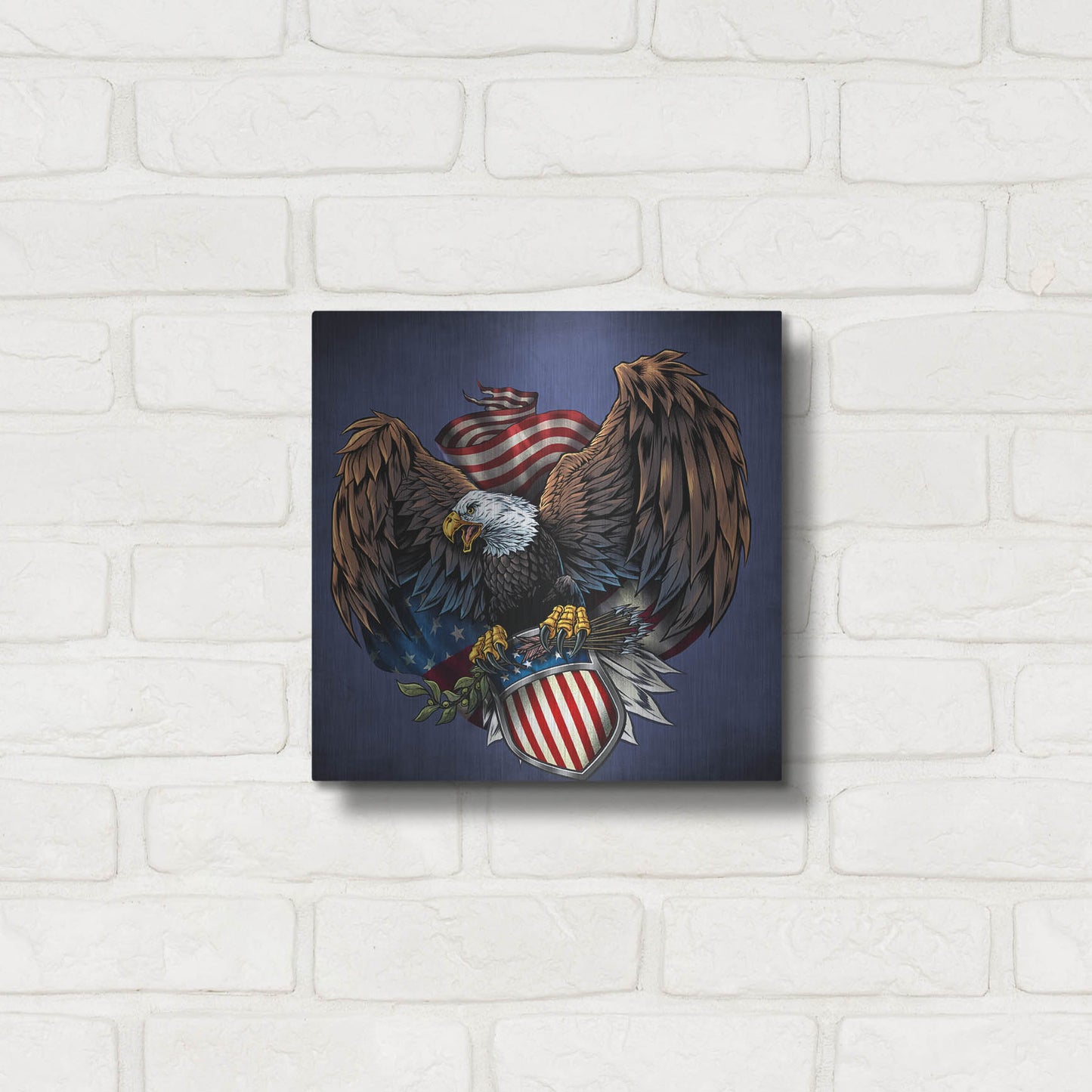 Luxe Metal Art 'Army Eagle Decal' by Flyland Designs, Metal Wall Art,12x12