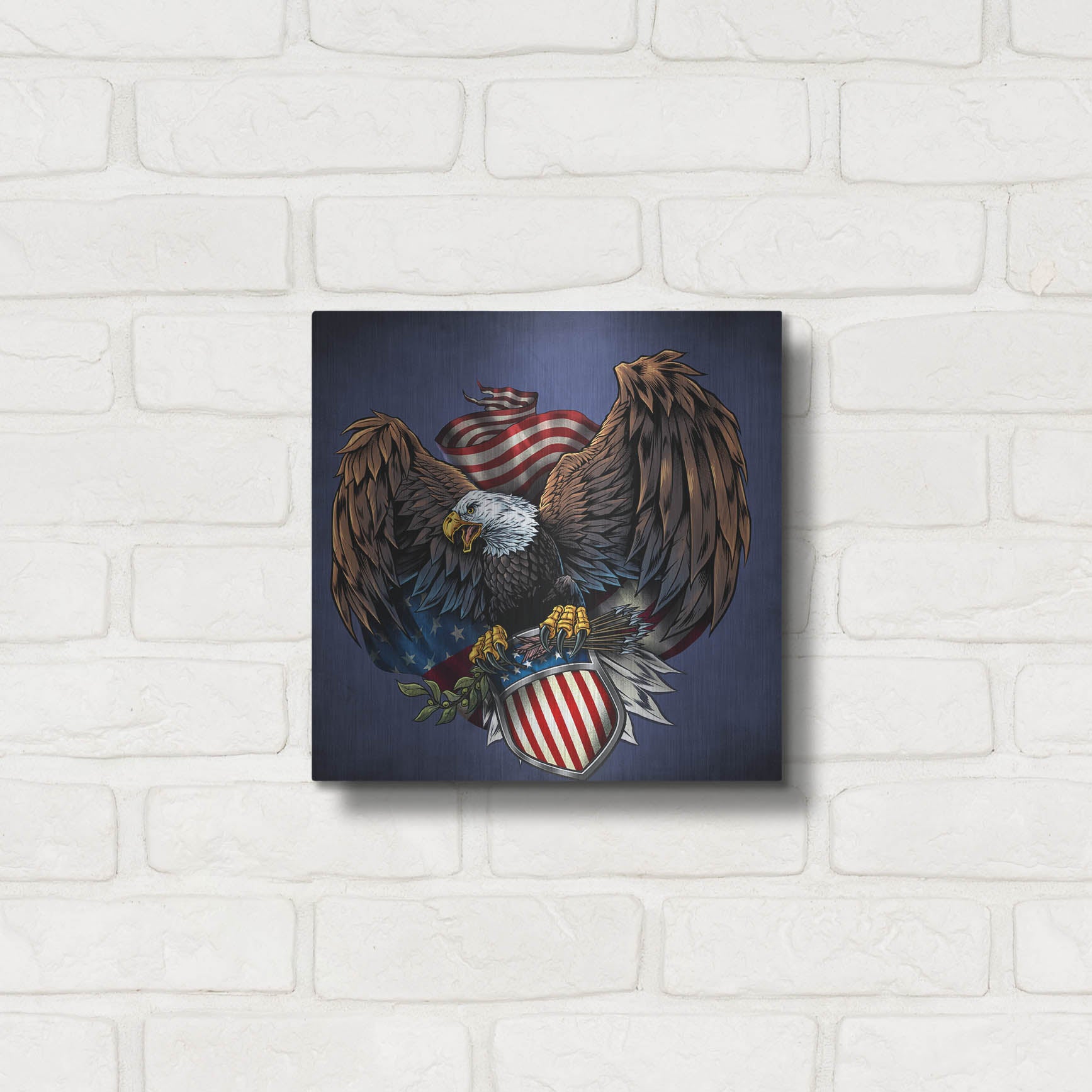 Luxe Metal Art 'Army Eagle Decal' by Flyland Designs, Metal Wall Art,12x12