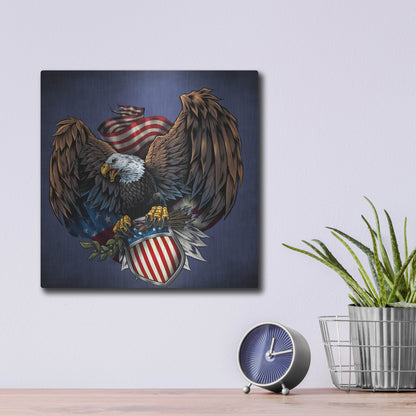 Luxe Metal Art 'Army Eagle Decal' by Flyland Designs, Metal Wall Art,12x12