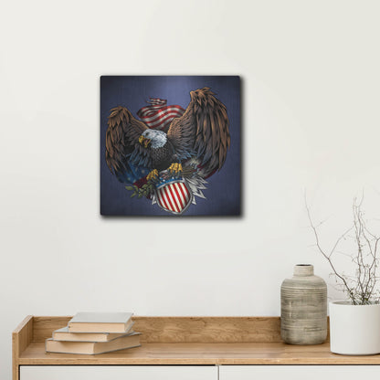 Luxe Metal Art 'Army Eagle Decal' by Flyland Designs, Metal Wall Art,12x12