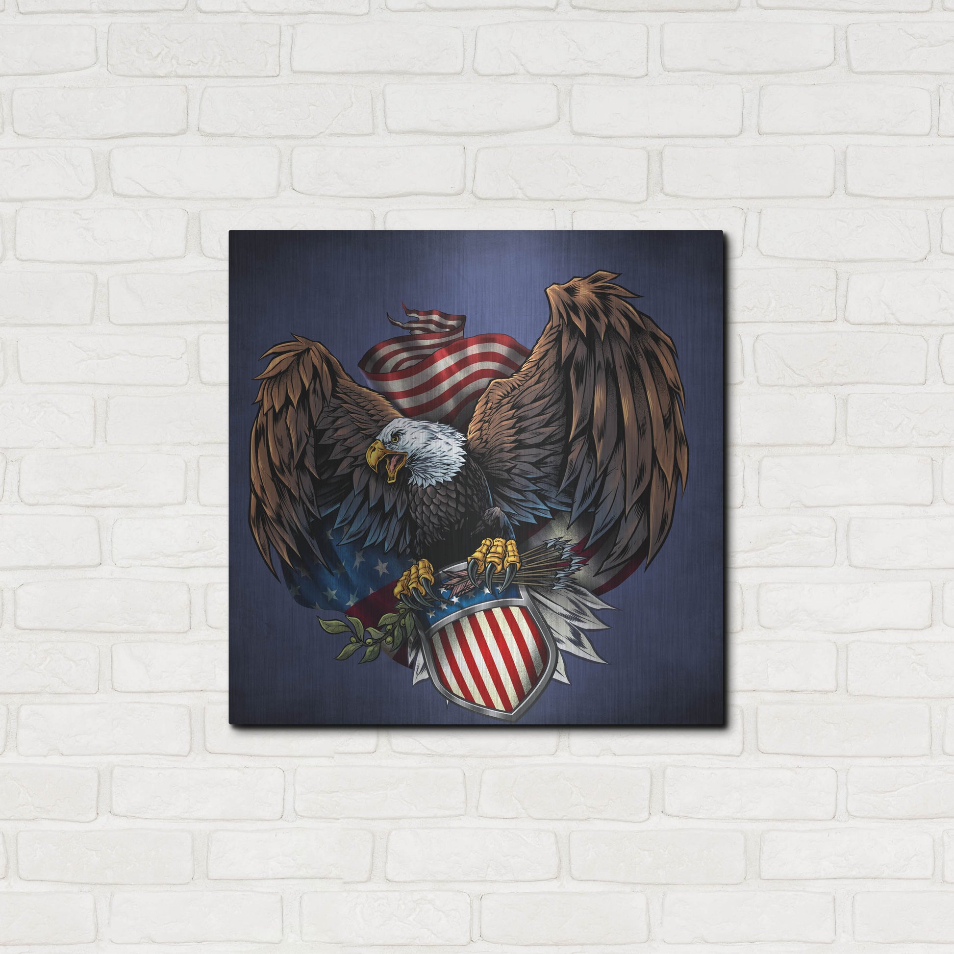 Luxe Metal Art 'Army Eagle Decal' by Flyland Designs, Metal Wall Art,24x24