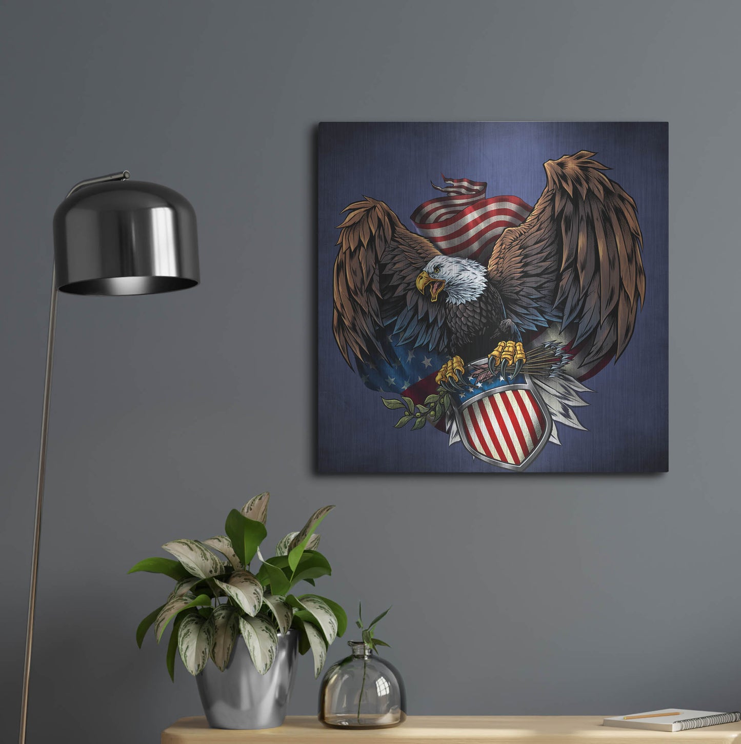 Luxe Metal Art 'Army Eagle Decal' by Flyland Designs, Metal Wall Art,24x24