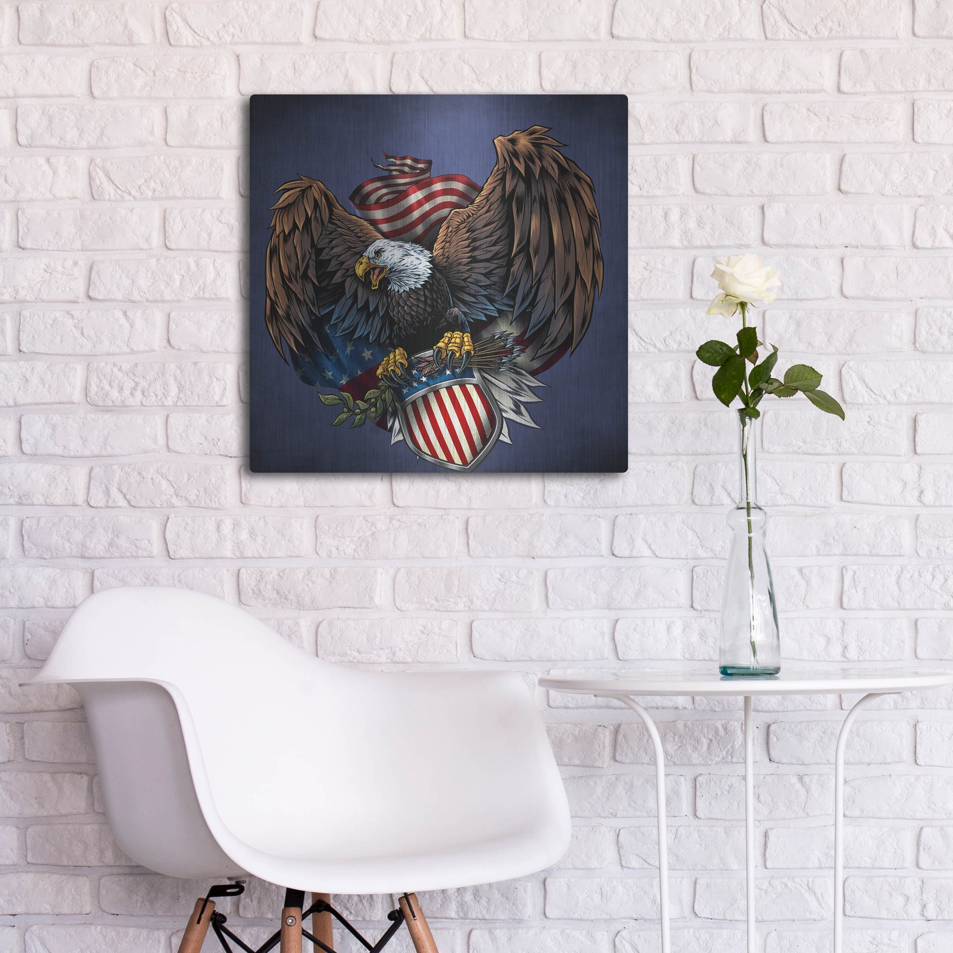 Luxe Metal Art 'Army Eagle Decal' by Flyland Designs, Metal Wall Art,24x24