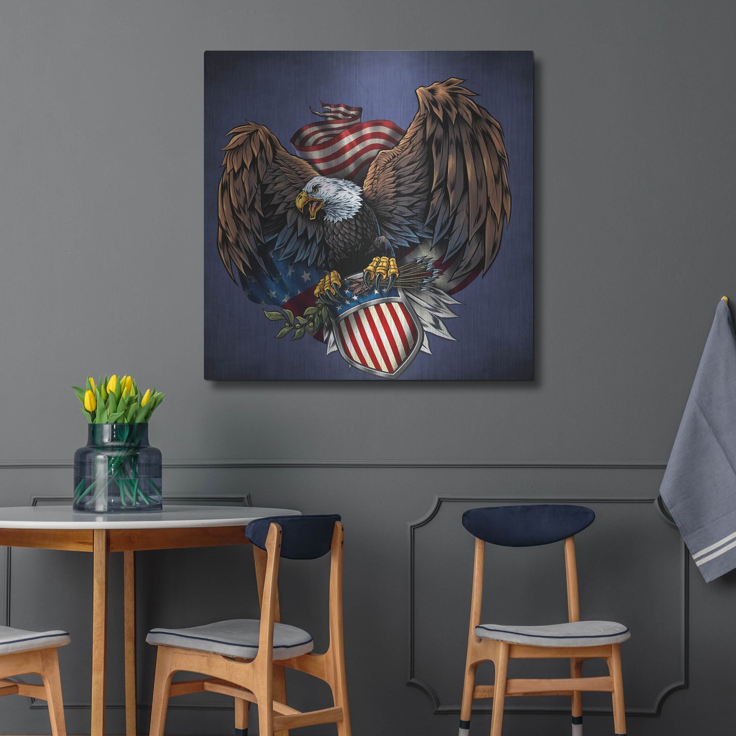 Luxe Metal Art 'Army Eagle Decal' by Flyland Designs, Metal Wall Art,36x36