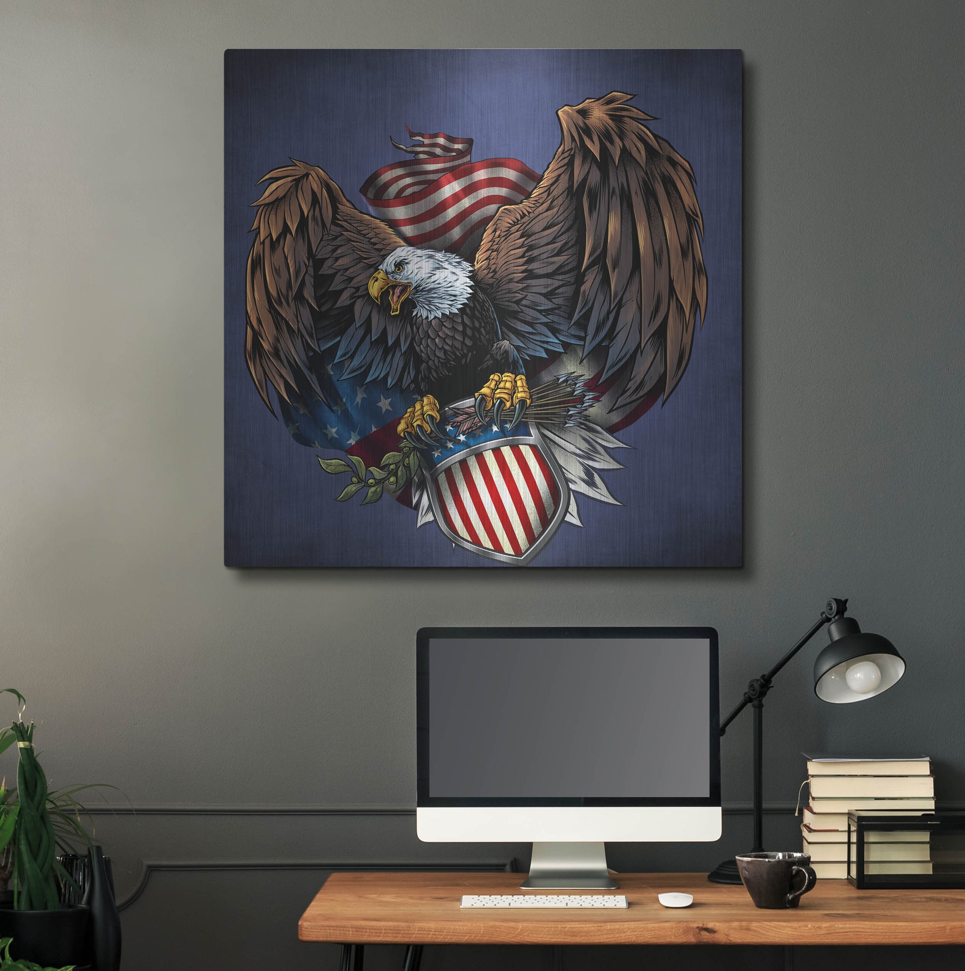 Luxe Metal Art 'Army Eagle Decal' by Flyland Designs, Metal Wall Art,36x36