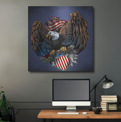 Luxe Metal Art 'Army Eagle Decal' by Flyland Designs, Metal Wall Art,36x36
