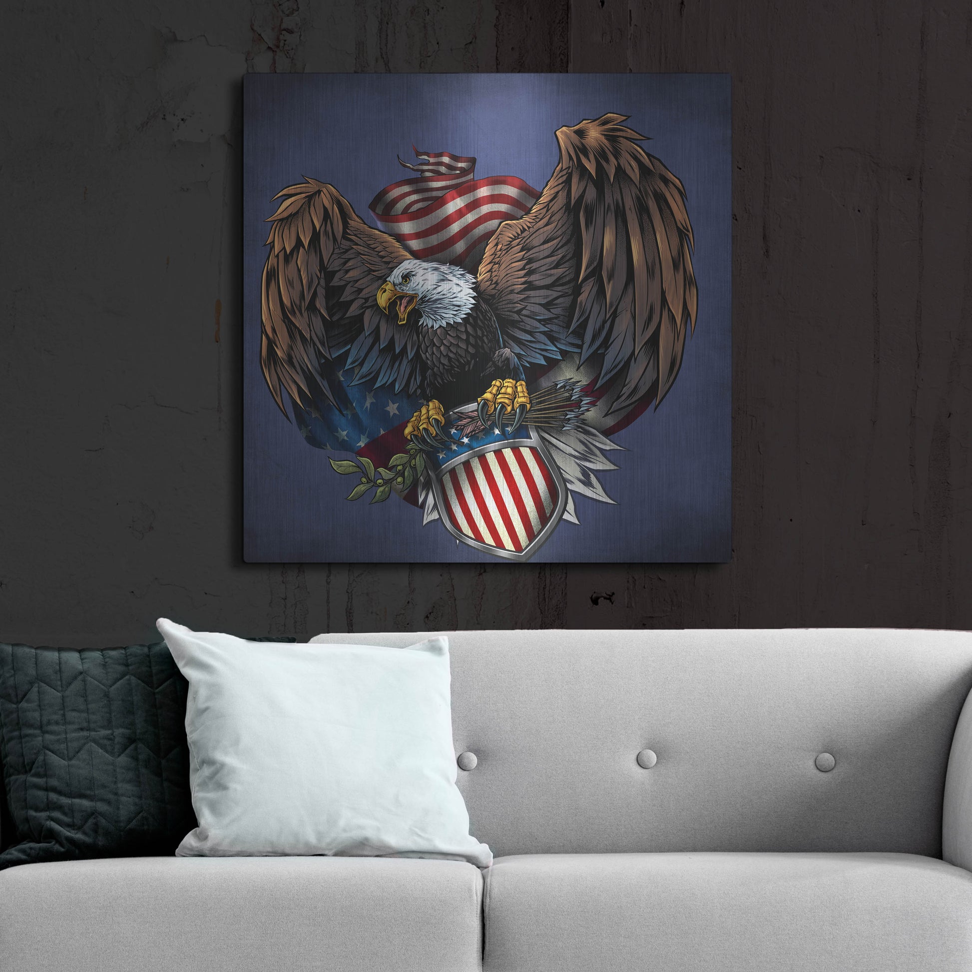 Luxe Metal Art 'Army Eagle Decal' by Flyland Designs, Metal Wall Art,36x36