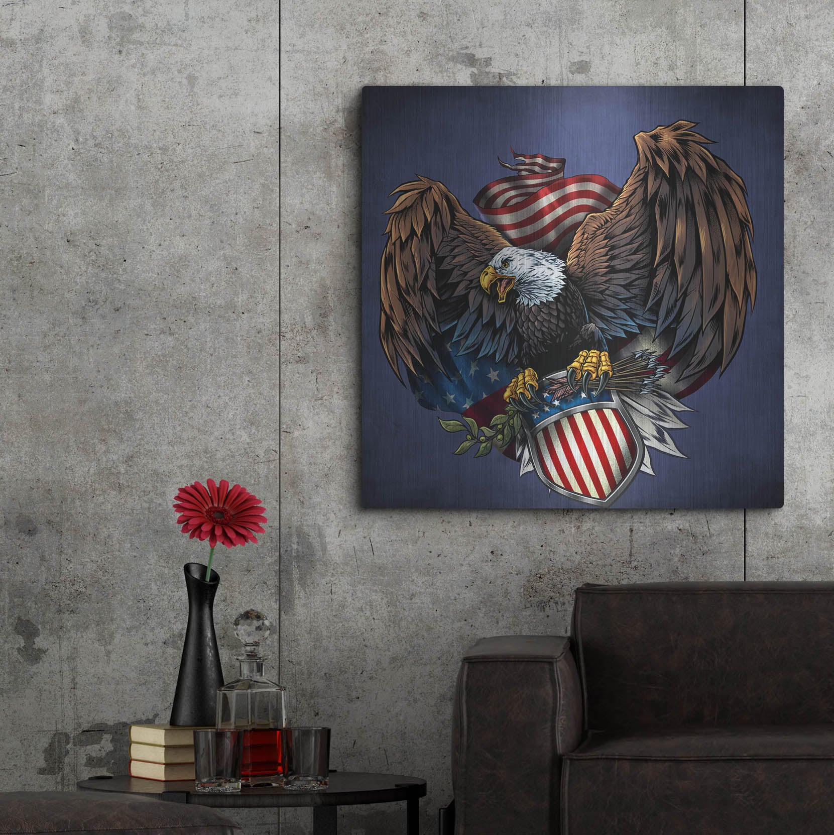 Luxe Metal Art 'Army Eagle Decal' by Flyland Designs, Metal Wall Art,36x36
