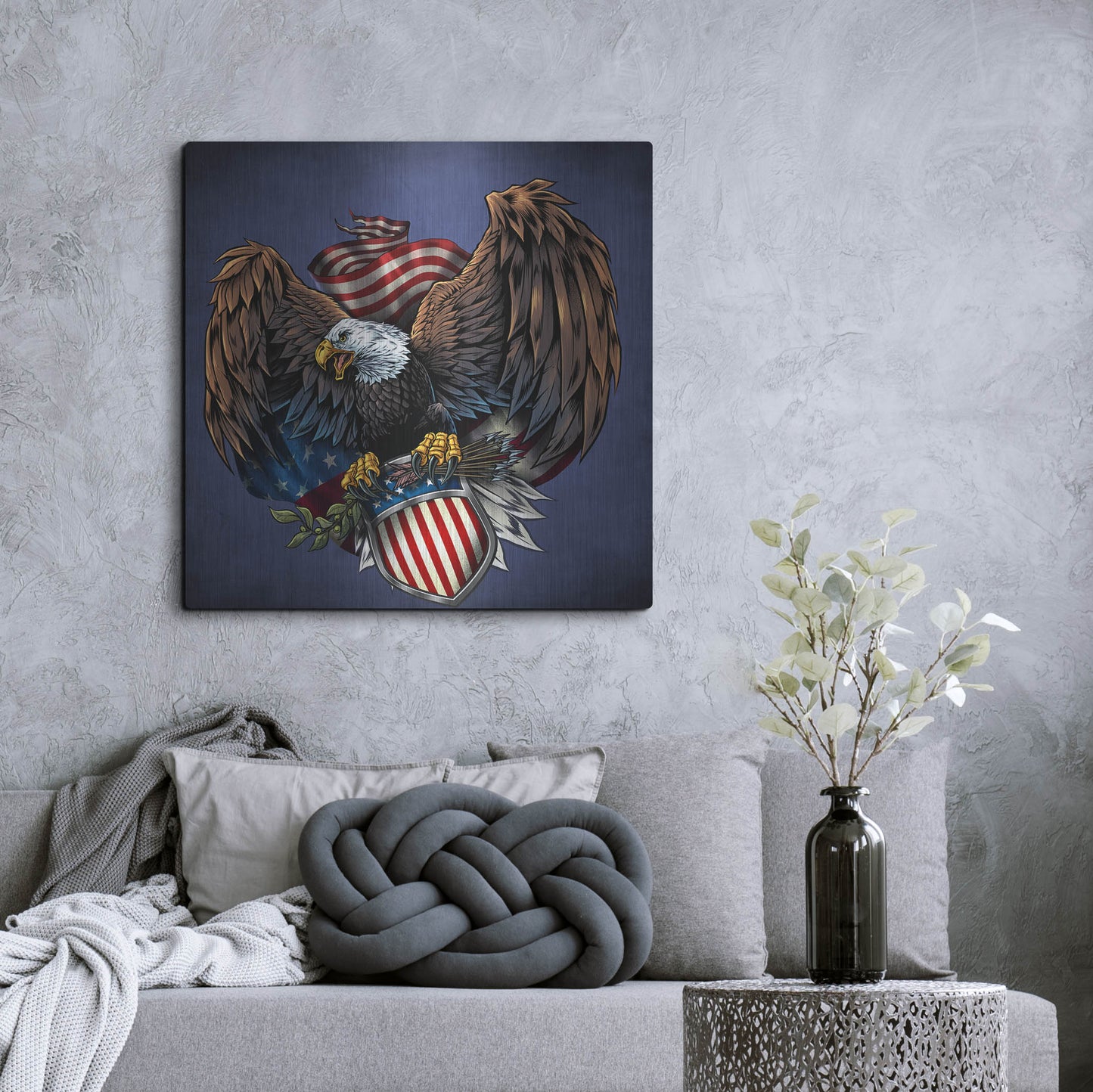 Luxe Metal Art 'Army Eagle Decal' by Flyland Designs, Metal Wall Art,36x36