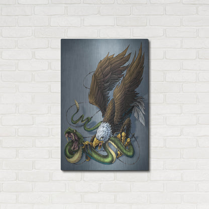 Luxe Metal Art 'Don't Tread On Me Eagle And Snake Painting' by Flyland Designs, Metal Wall Art,24x36