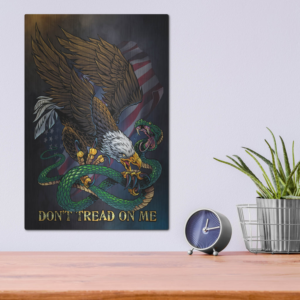 Luxe Metal Art 'Don't Tread On Me Eagle and Snake' by Flyland Designs, Metal Wall Art,12x16