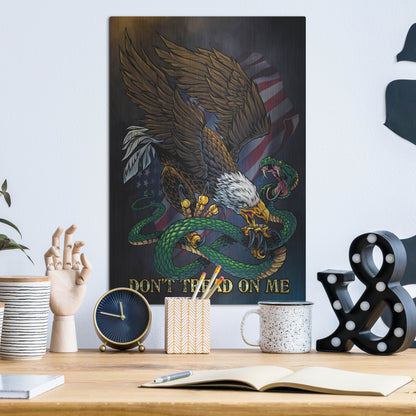 Luxe Metal Art 'Don't Tread On Me Eagle and Snake' by Flyland Designs, Metal Wall Art,12x16