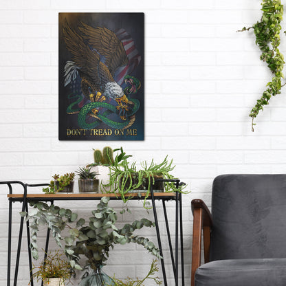 Luxe Metal Art 'Don't Tread On Me Eagle and Snake' by Flyland Designs, Metal Wall Art,12x16