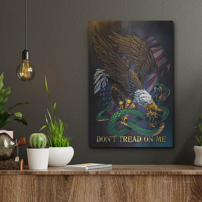 Luxe Metal Art 'Don't Tread On Me Eagle and Snake' by Flyland Designs, Metal Wall Art,12x16