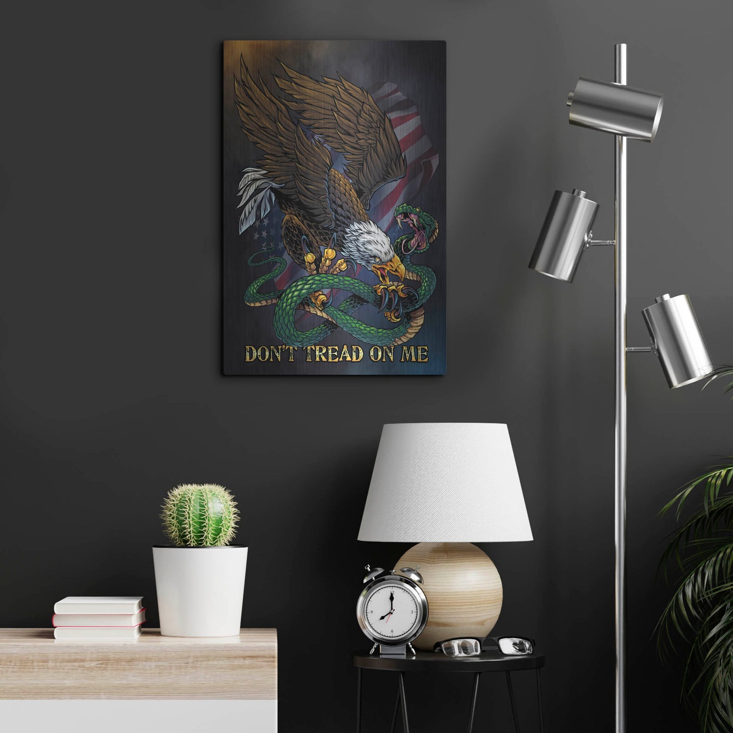 Luxe Metal Art 'Don't Tread On Me Eagle and Snake' by Flyland Designs, Metal Wall Art,16x24