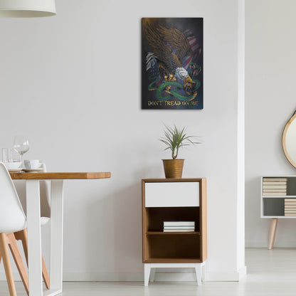 Luxe Metal Art 'Don't Tread On Me Eagle and Snake' by Flyland Designs, Metal Wall Art,16x24